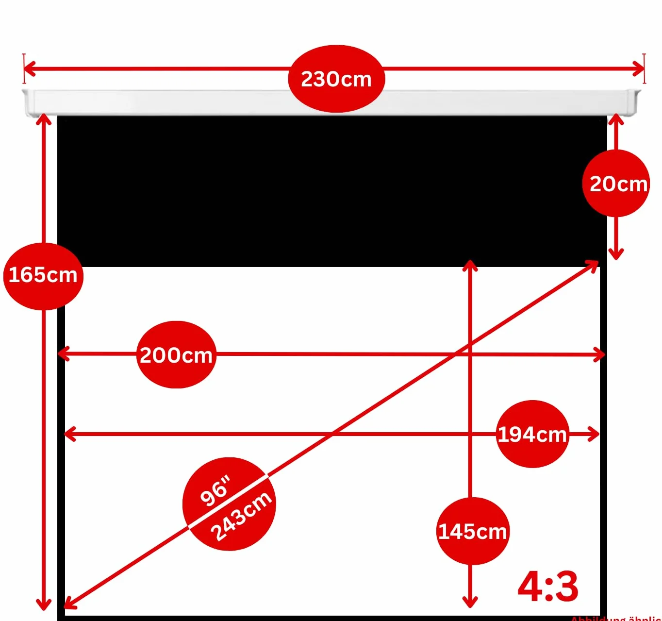 SlenderLine Schermo motorizzato 200 x 150 cm (alloggiamento 230cm) | 1,2 Gain | formato 4:3 | 3D | FULL-HD 4K 8K Ultra-HD | home cinema & presentazioni | telecomando incluso |LCD DLP & LED