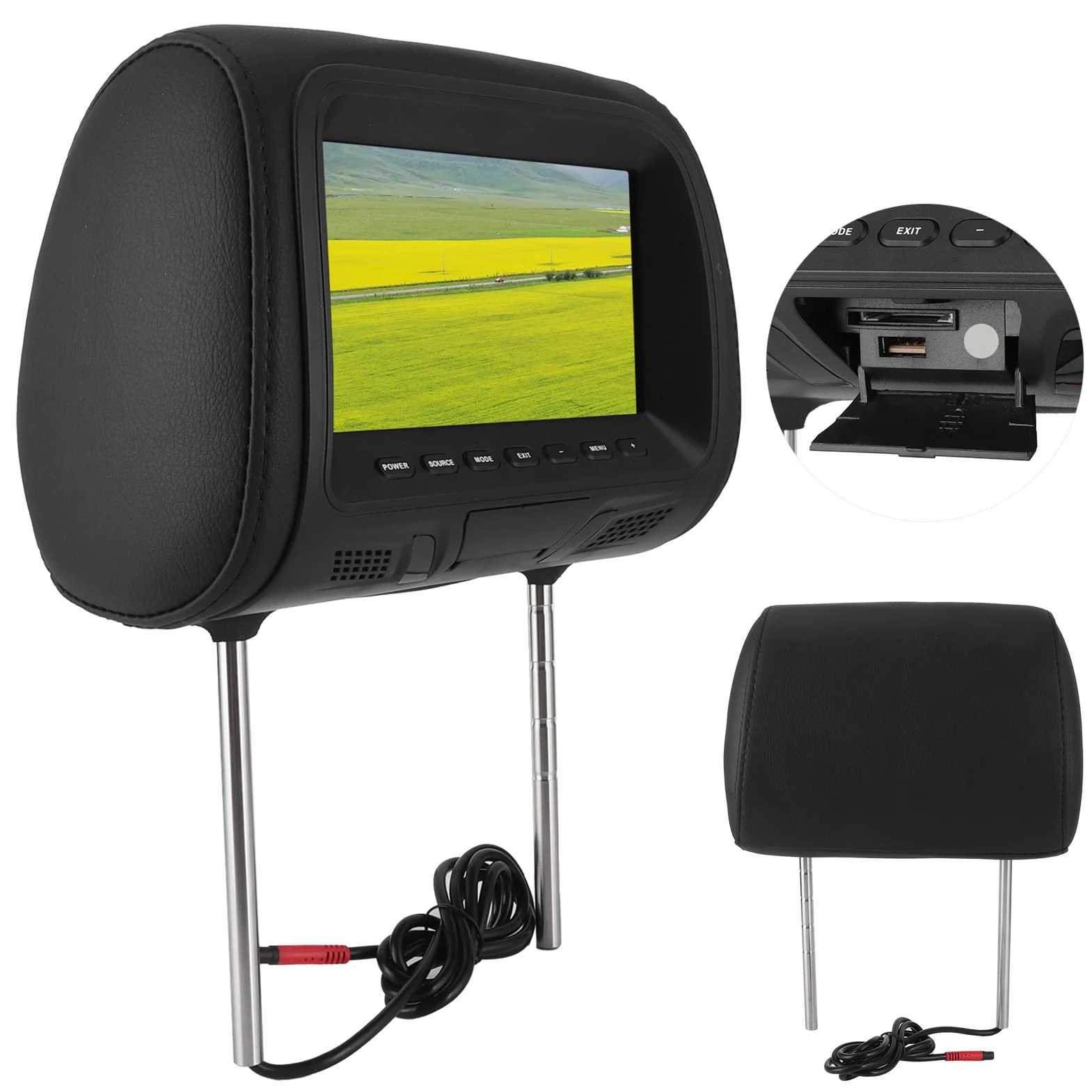 Yctze 7in 1024 x 600 Lettore DVD poggiatesta Auto, Schienale del sedile Lettore multimediale MP5 Monitor poggiatesta LCD RGB Supporto amplificatore USB Bluetooth