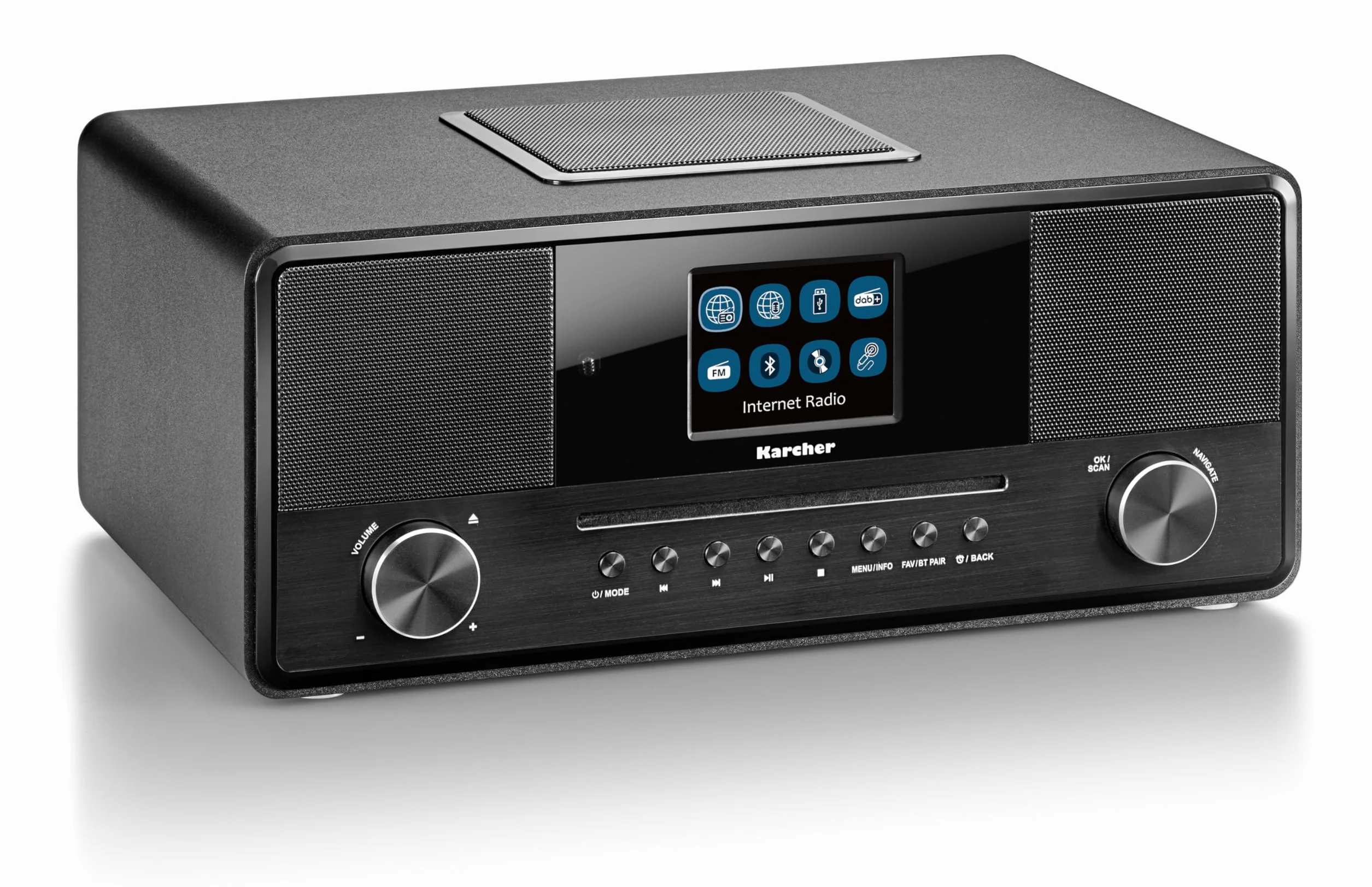 Karcher DAB 9000CDi Radio Internet z czytnikiem CD DAB+ UKW-RDS WLAN Bluetooth USB AUX-IN Podwójny budzik Subwoofer Czarny
