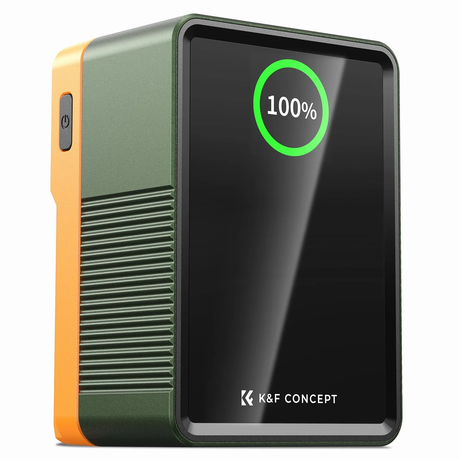 K&F CONCEPT 99Wh Batteria V Mount con 100W Ricarica Rapida PD, 14,8V/6700mAh Mini Batteria V Lock con DC/D-Tap/Doppia USB-C/USB-A/Schermo TFT per Fotocamera, Videocamera, Monitor (Arancione)