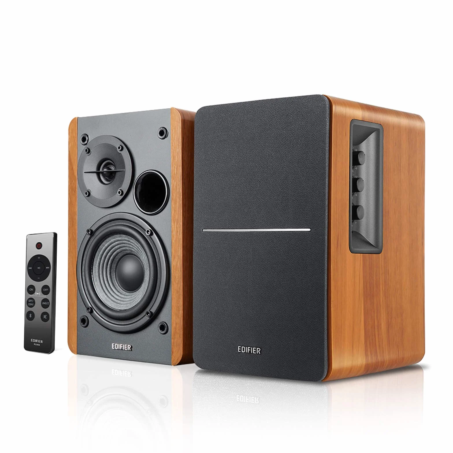 Edifier R1280DBs Altoparlanti Diffusori da Scaffale Active Bluetooth - Ingresso Ottico - Diffusore Monitor da Studio Wireless 2.0 - 42W RMS con Subwoofer Line Out - Legno con Venature