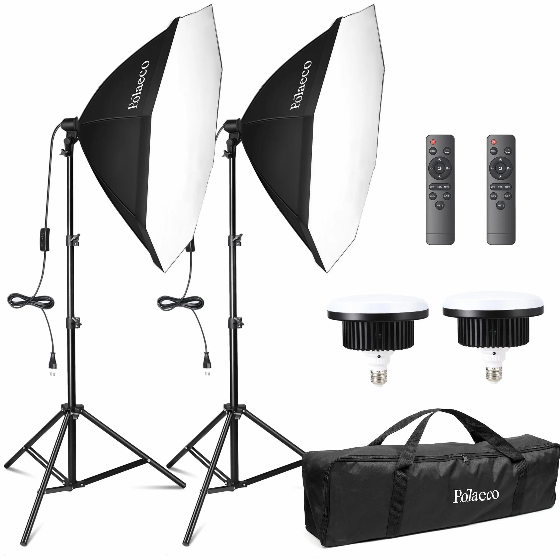 Softbox LED Set Luci per Studio Fotografico Softbox Octagon con 150W E27 Lampadine Dimmerabile 3000~6500K e Supporti Regolabili 2m per Ritratti Foto di Moda Prodotti Video YouTube Live Streaming