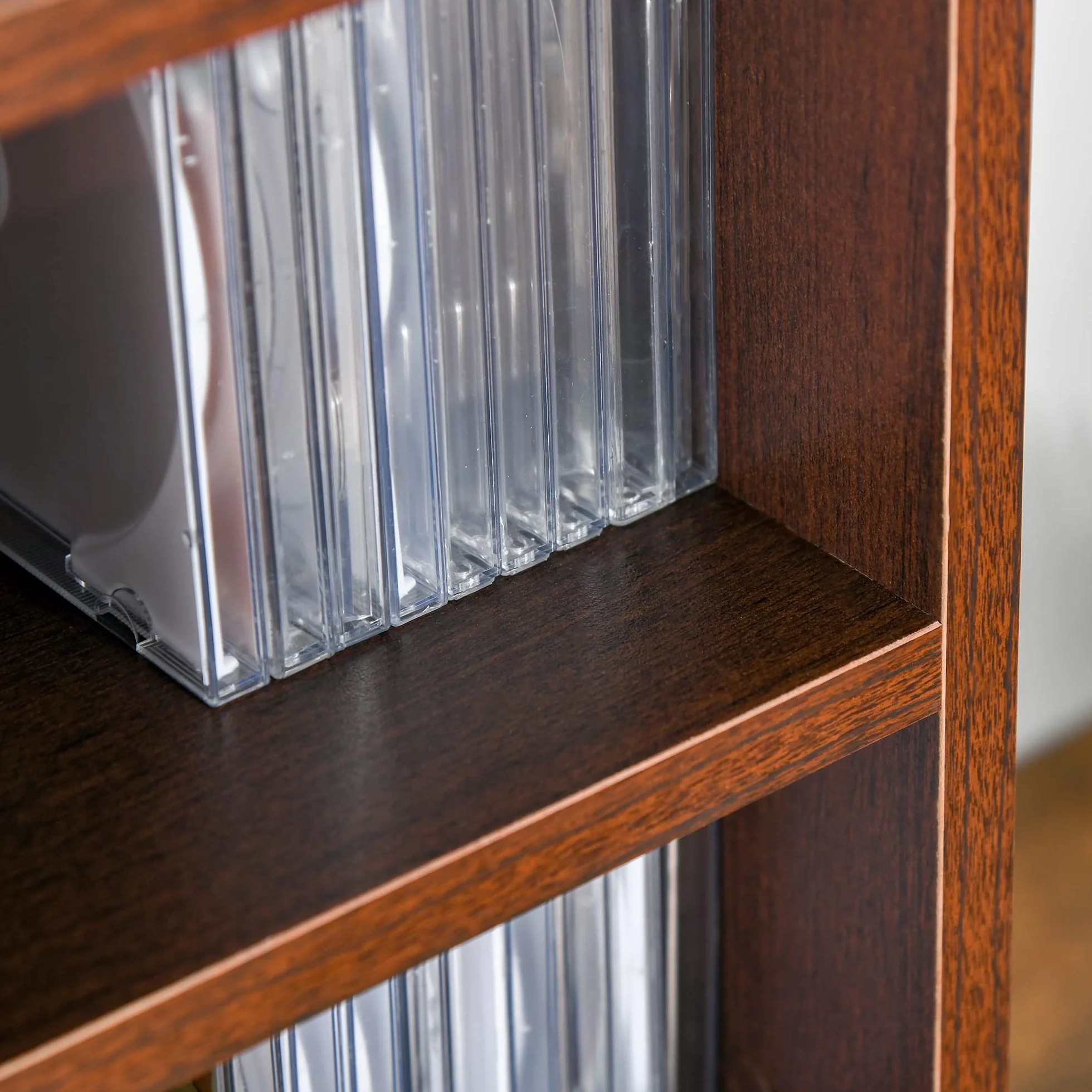 HOMCOM Mobiletto porta CD da Parete con Mensole semplice elegante funzionale in Legno mobile marrone 21 x 20 x 175cm
