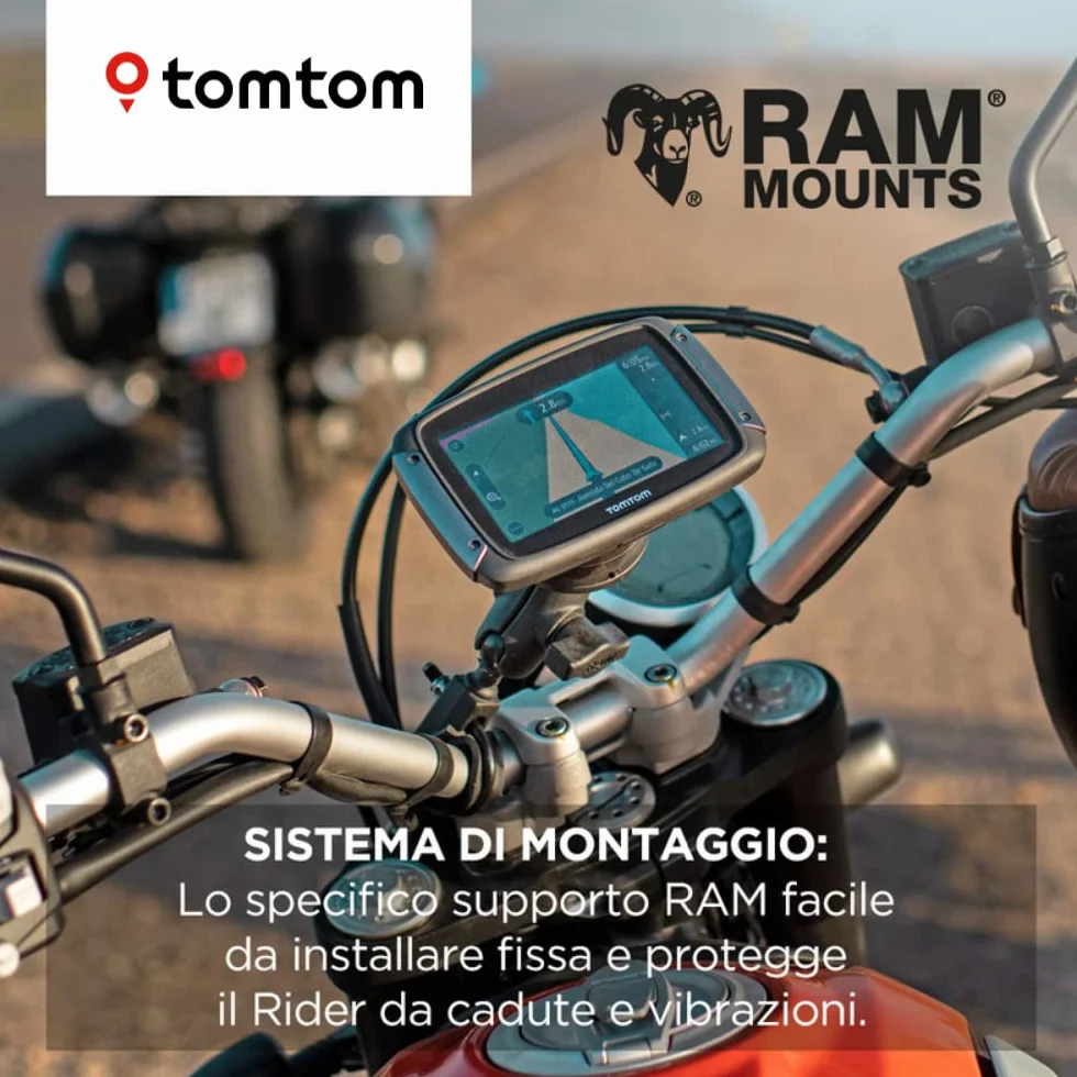 TomTom Navigatore Satellitare per Moto Rider 500 (Mappe Europa 49 Paesi, Percorsi Tortuosi e Collinari per Moto, Aggiornamenti Tramite Wi-Fi, Avvisi Traffico e Autovelox)