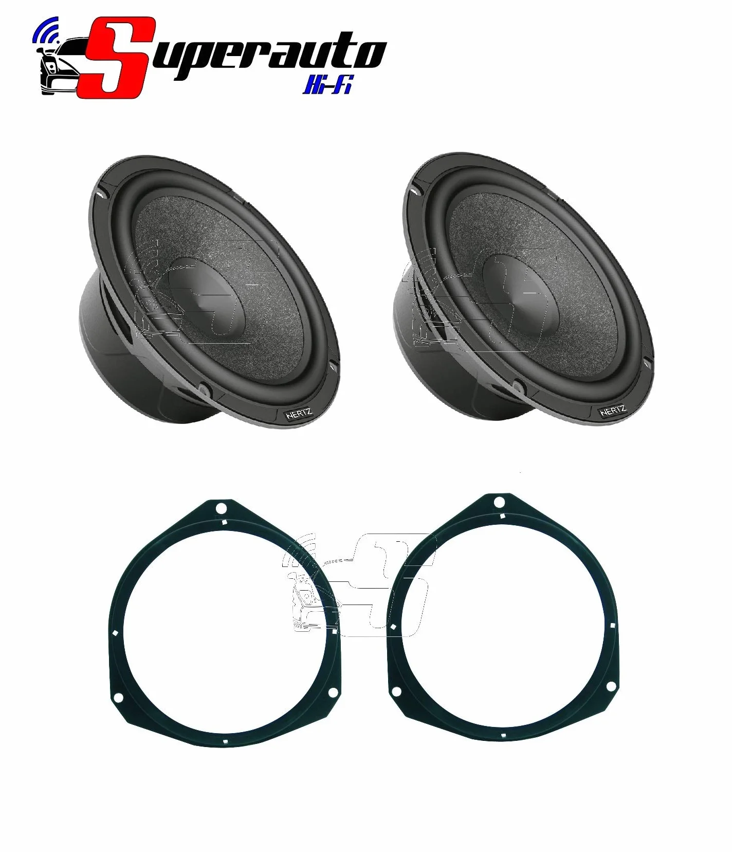 Hertz C 165 coppia woofer 165 mm Nuova serie Cento C165 210 Watt di picco per auto con set adattatori altoparlanti compatibile con ALFA Mito Predisposizione Anteriore
