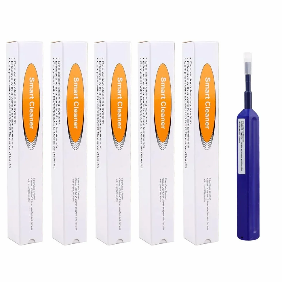10Gtek Fiber Optic Cleaning Pen, LC/MU 1.25mm Connectors Fiber Cleaner, Over 600 Cleans Times, 5-pack