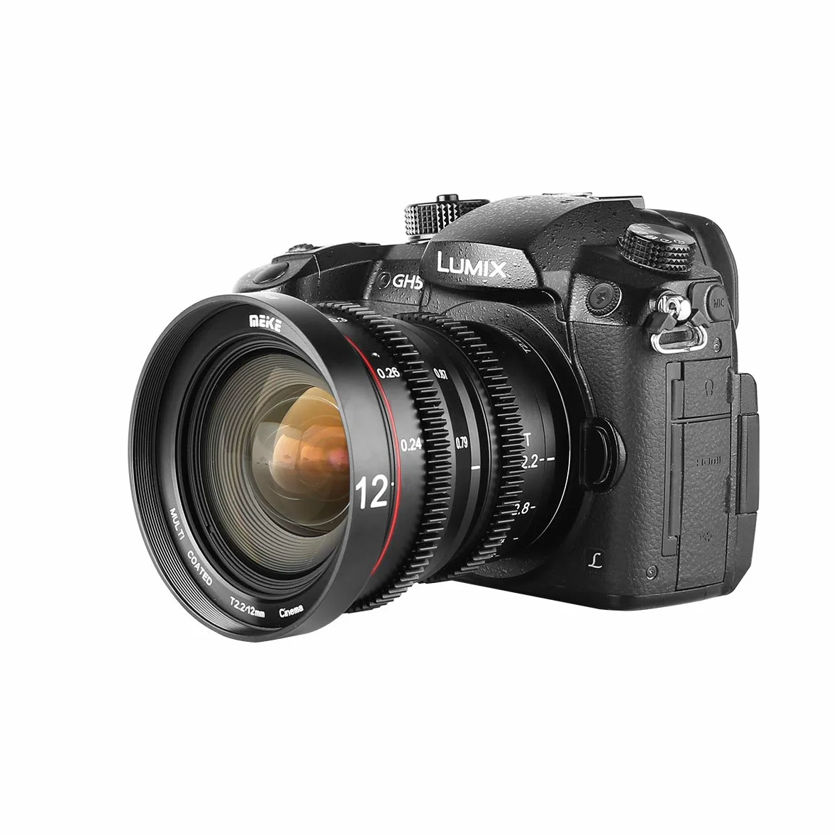 Meike 12mm T2.2 Manual Focus Wide Angle Fixed Prime Cinema Lens for M43 Micro Four Thirds MFT Mount Cameras and Cinema Camera BMPCC 4K