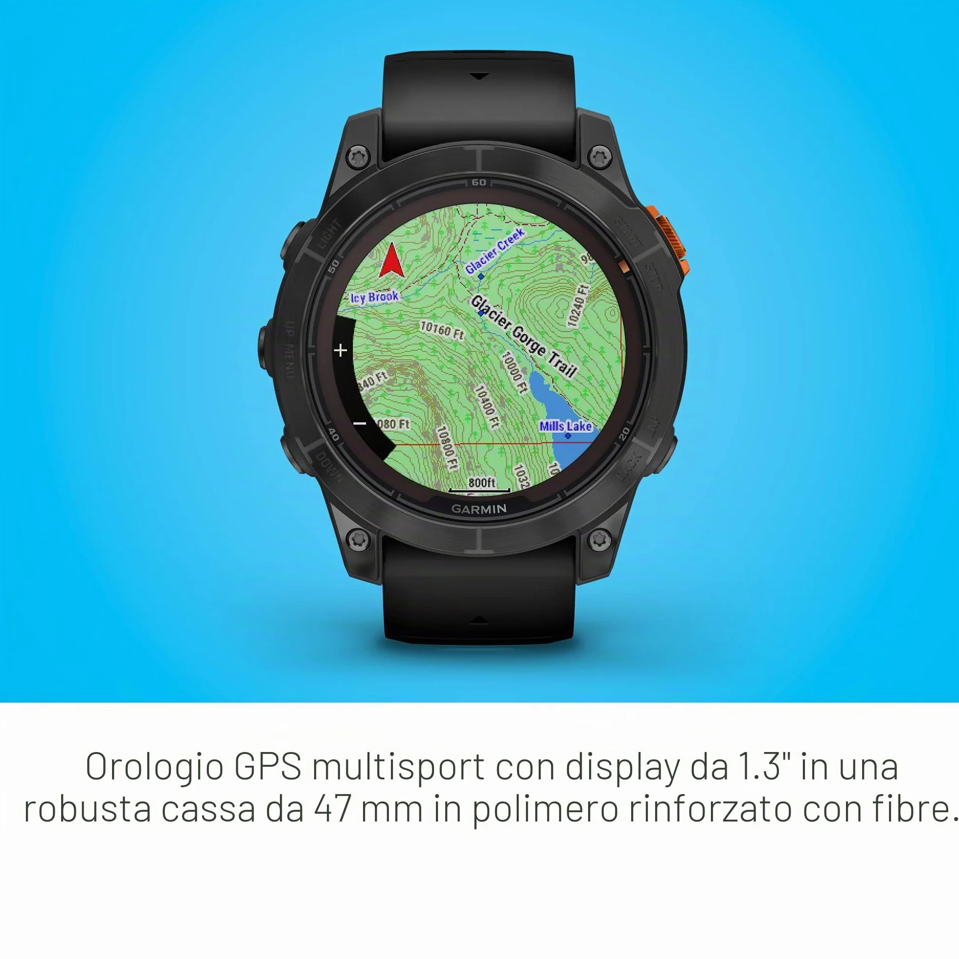Garmin fēnix 7 Pro Solar, Smartwatch, Ricarica solare, 47mm, Torcia LED, Touchscreen 1,3", +30 Sport, GNSS multi-band, SpO2, Mappe, Musica, Autonomia 22 giorni (Slate Gray & Black) (Ricondizionato)