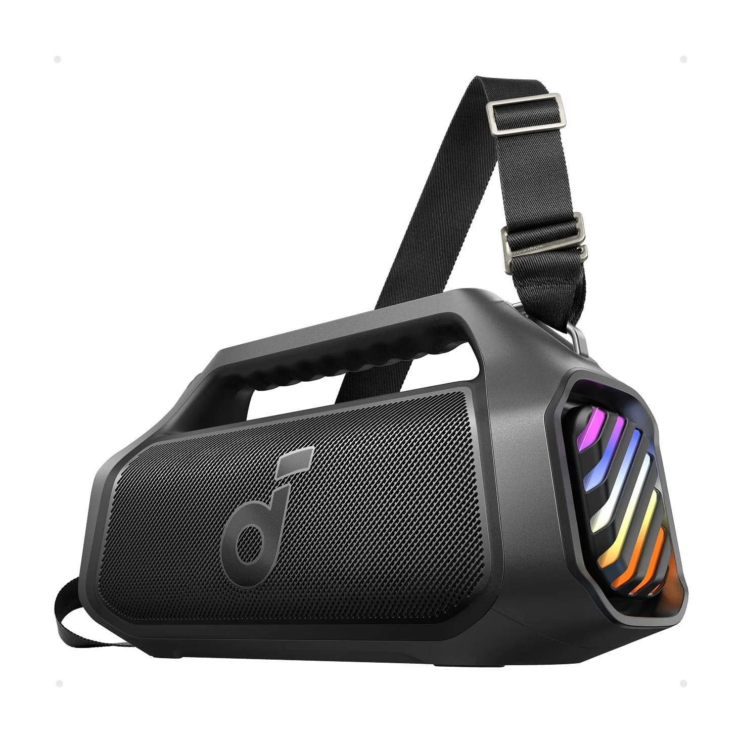 Soundcore Boom 2 Plus Cassa Bluetooth Potente per esterni, 140W, 2+2 canali stereo, BassUp 2.0, Bluetooth 5.3, 30W ricarica rapida, 20 ore di riproduzione, IPX7, luci RGB, USB-C, EQ personalizzata