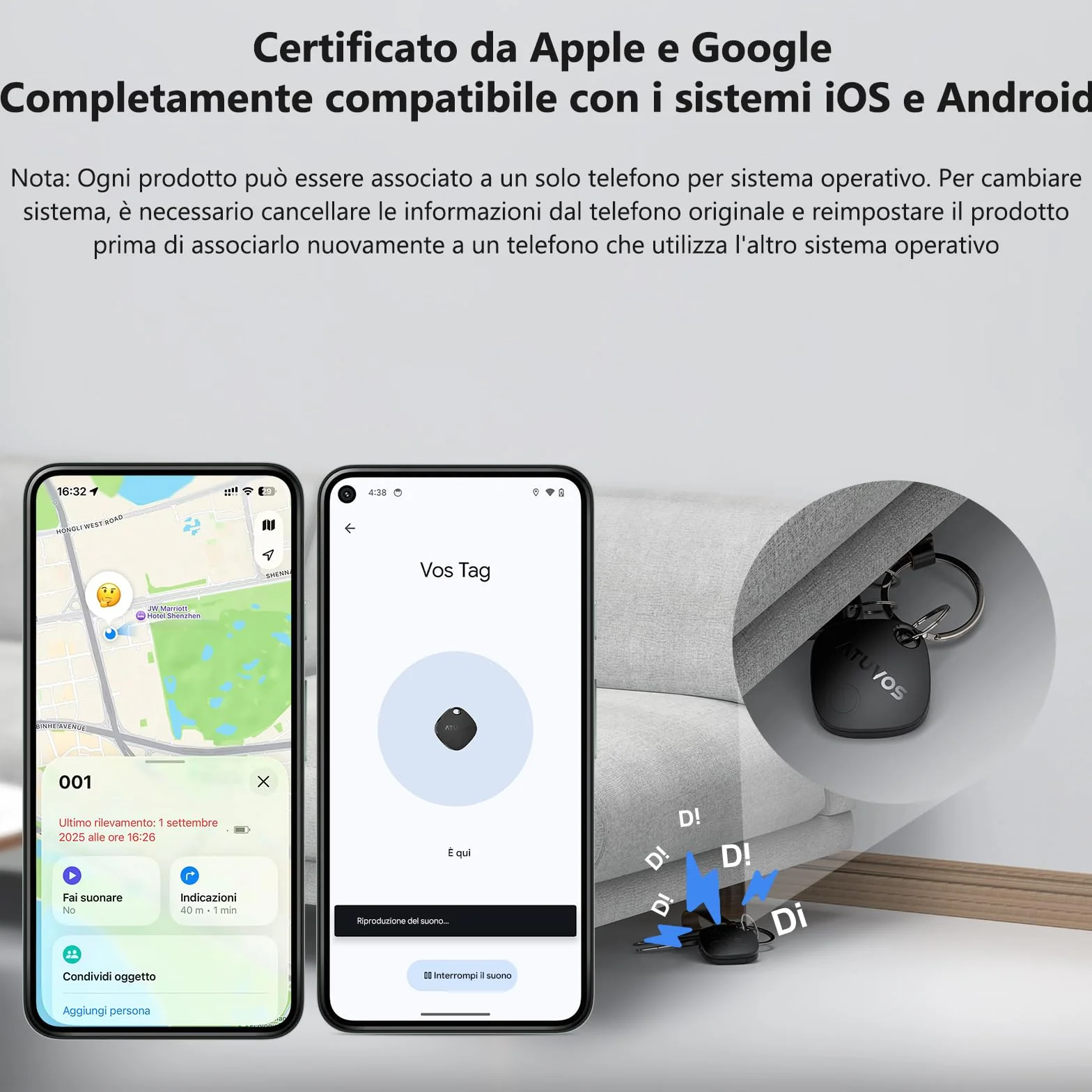 ATUVOS Smart Tag Pro Tracker Bluetooth per Android iOS, Localizzatore per Bagagli, 4 Pezzi