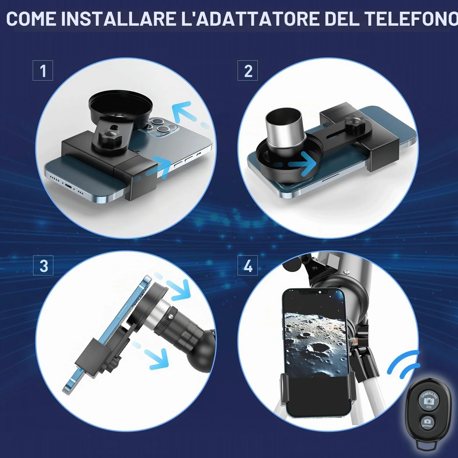 Telescopio Astronomico per Adulti, 80 mm Apertura 800mm AZ Telescopi Rifrattori per Principianti, HD Telescopio Portatile con Regolabile Treppiede, borsa,Adattatore Telefonico