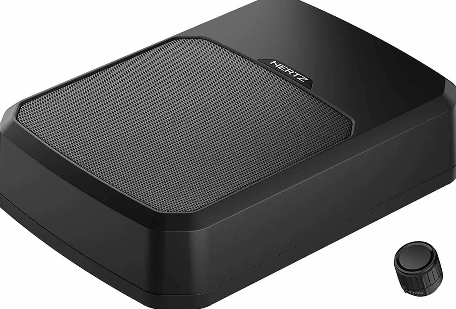Hertz DBA 201 F – Subwoofer attivo ultra slim da 200mm per auto, 440W Peak, design sottosedile con box in alluminio e amplificatore classe AB integrato. Controllo remoto incluso.
