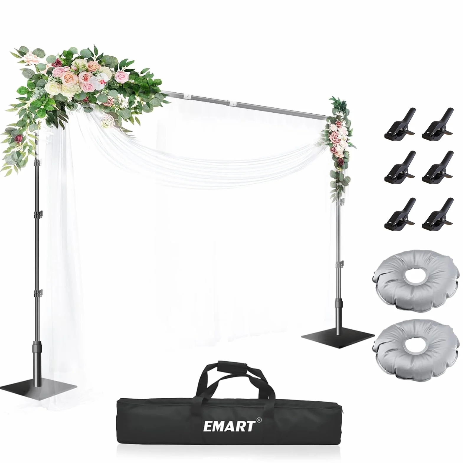 EMART 3x3m Supporto Fondale Fotografico con Base, Sistema di Supporti Sfondo Professionale Set con Borsa di Trasporto per Studio, Fotografia Prodotto