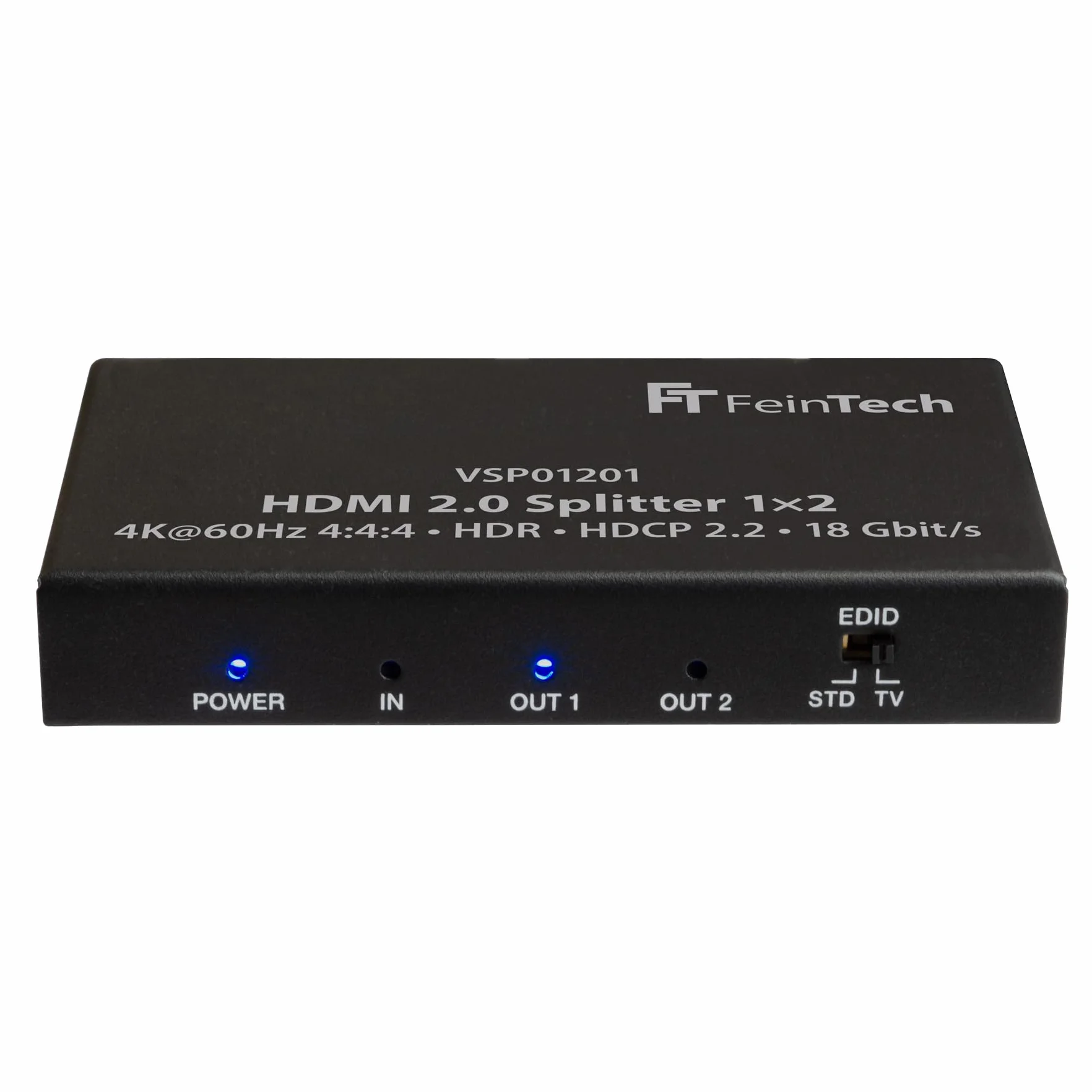 FeinTech HDMI 2.0 Splitter 1 su 2 4K@60Hz HDR 18 Gbps HDCP 2.2 Nero