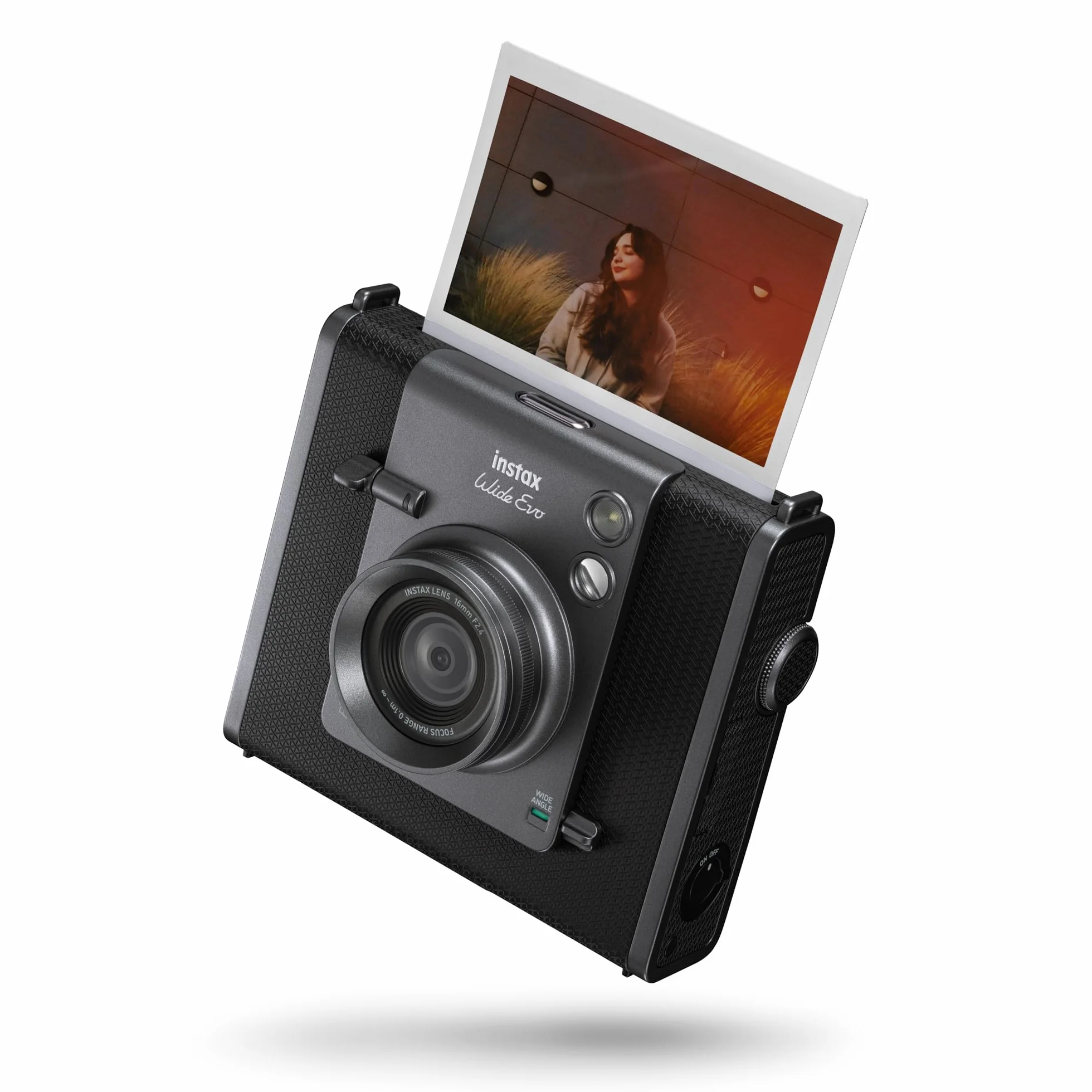 Fujifilm instax WIDE Evo - Fotocamera Ibrida a Sviluppo Istantaneo, Stampante per smartphone, Obiettivo Grandangolare, 100 Combinazioni di Effetti, Dimensioni Stampa 108 mm x 86 mm