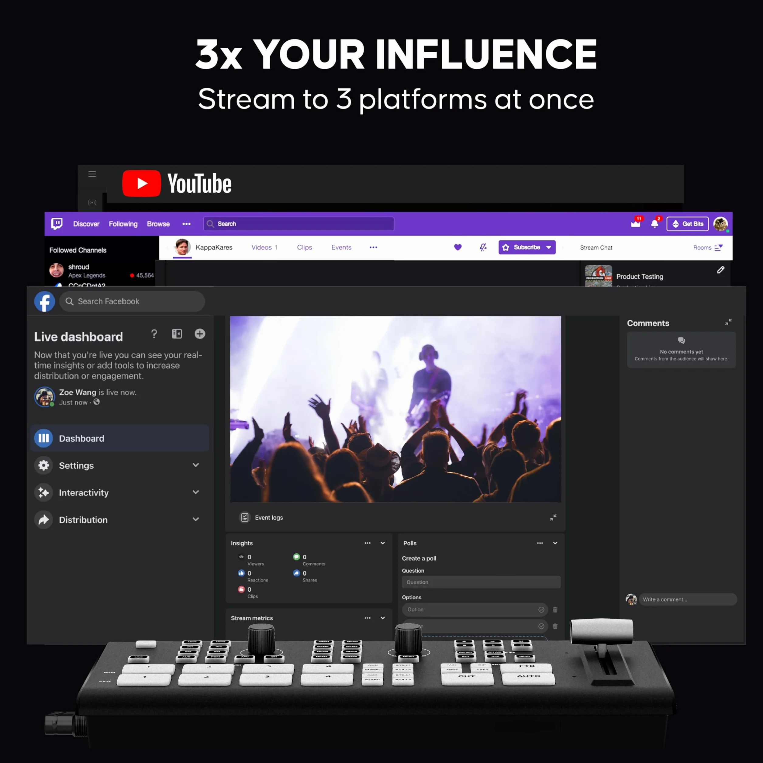Osee GoStream Duet SDI e HDMI Mixer Video e Commutatore con Registrazione SD e Supporto NDI HX, Design Leggero con Dissipazione del Calore per Streaming Live in Tempo Reale