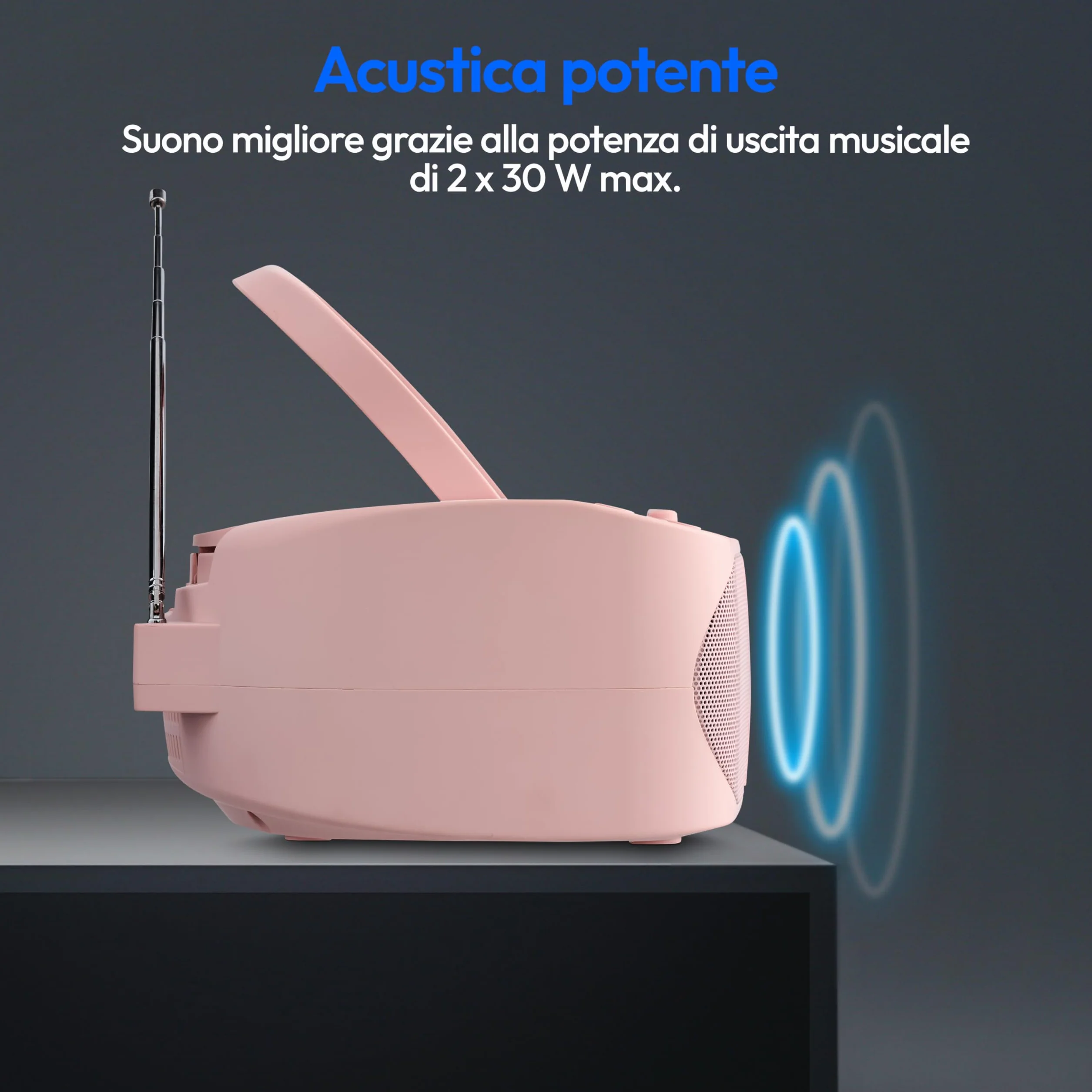 MEDION E65010 Radio Stereo (Lettore CD, Cassette, connessione USB, Ingresso Audio AUX, Riproduzione MP3. Radio FM PLL, Memoria 40 stazioni, Funzionamento a Batteria, Telecomando) Rosa