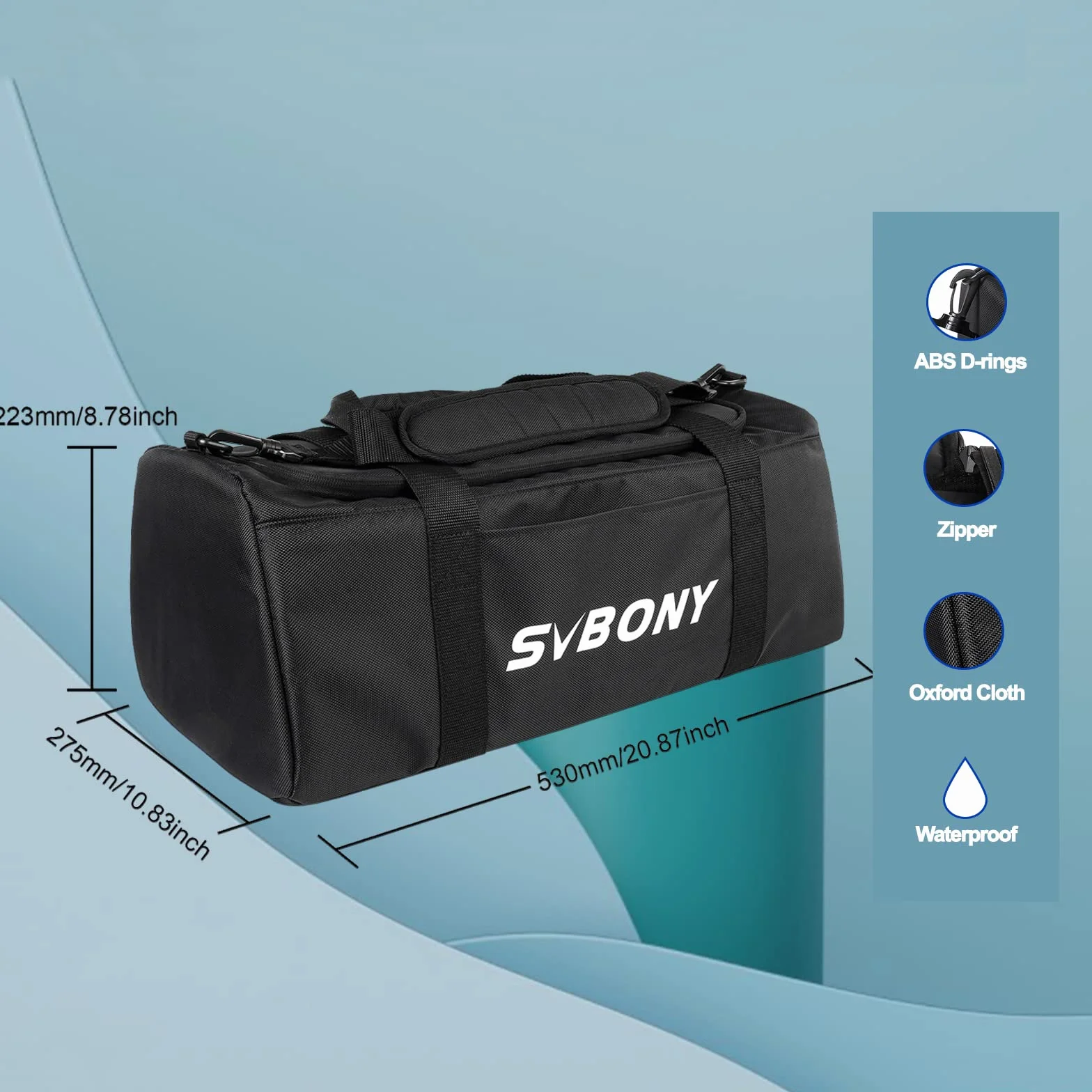 SVBONY SV212 Teleskoptasche, Gepolsterte Mehrzweck Tragetasche Verstellbarer Schultergurt Passend für Teleskop und Zubehör, Nero, Tessuto Oxford 1680D e PVC