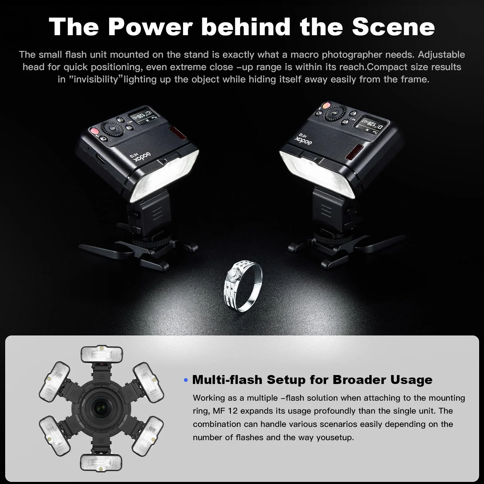 GODOX MF12-DK1 Macro Flash con Diffusore Dome XproII S+ Trigger Flash 2,4G Controllo Wireless Modalità TTL/M Compatibile con Fotocamere Sony TTL e Sony A7IV/ZV-E10/Alpha 6400/ZV-1F