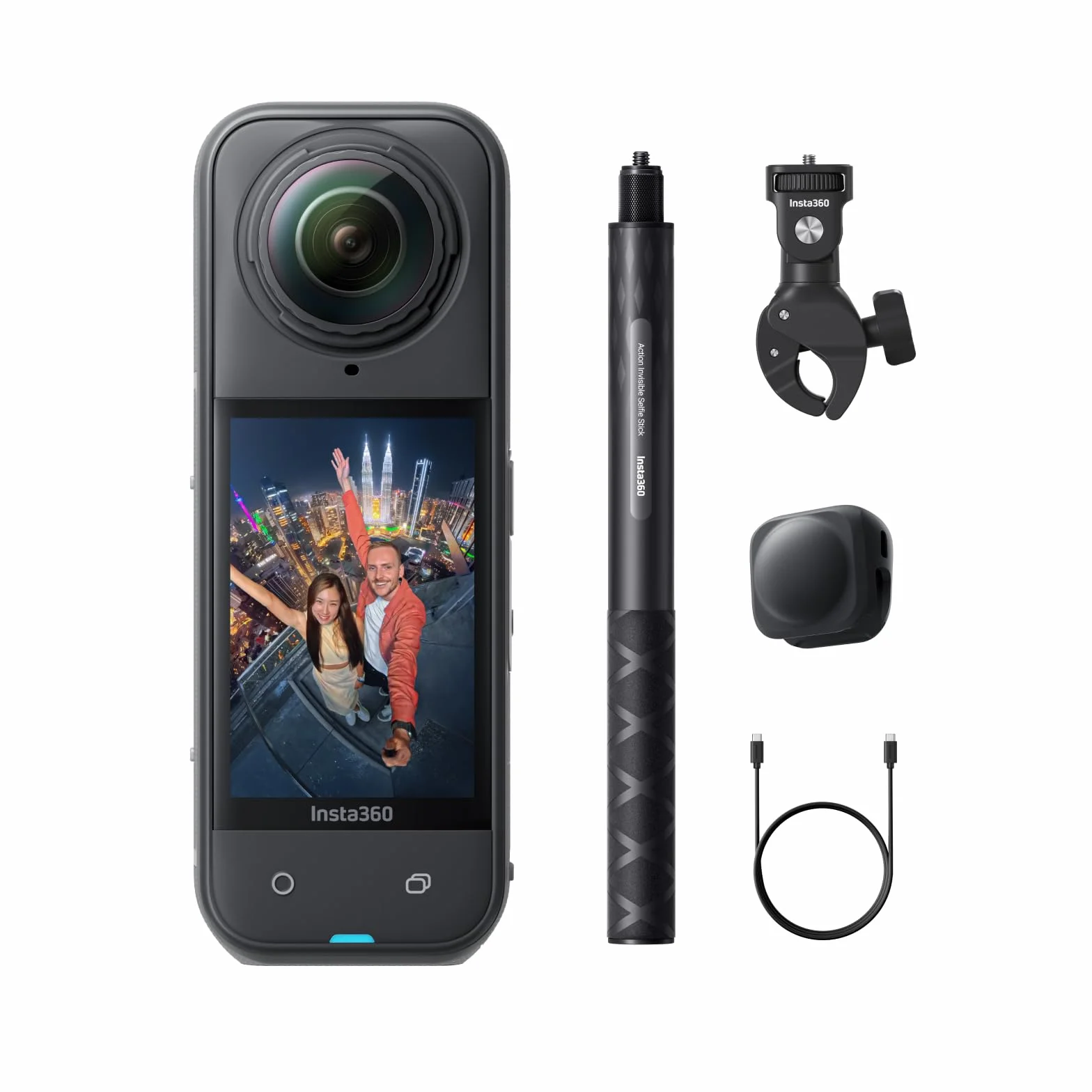 Insta360 X5 Pack Moto - Camera Impermeabile 8K 360º, Obiettivi Sostituibili, Batteria con Autonomia 3 ore, Audio Nitido, Stabilizzazione, Selfie Stick Invisibile, Bassa Luce