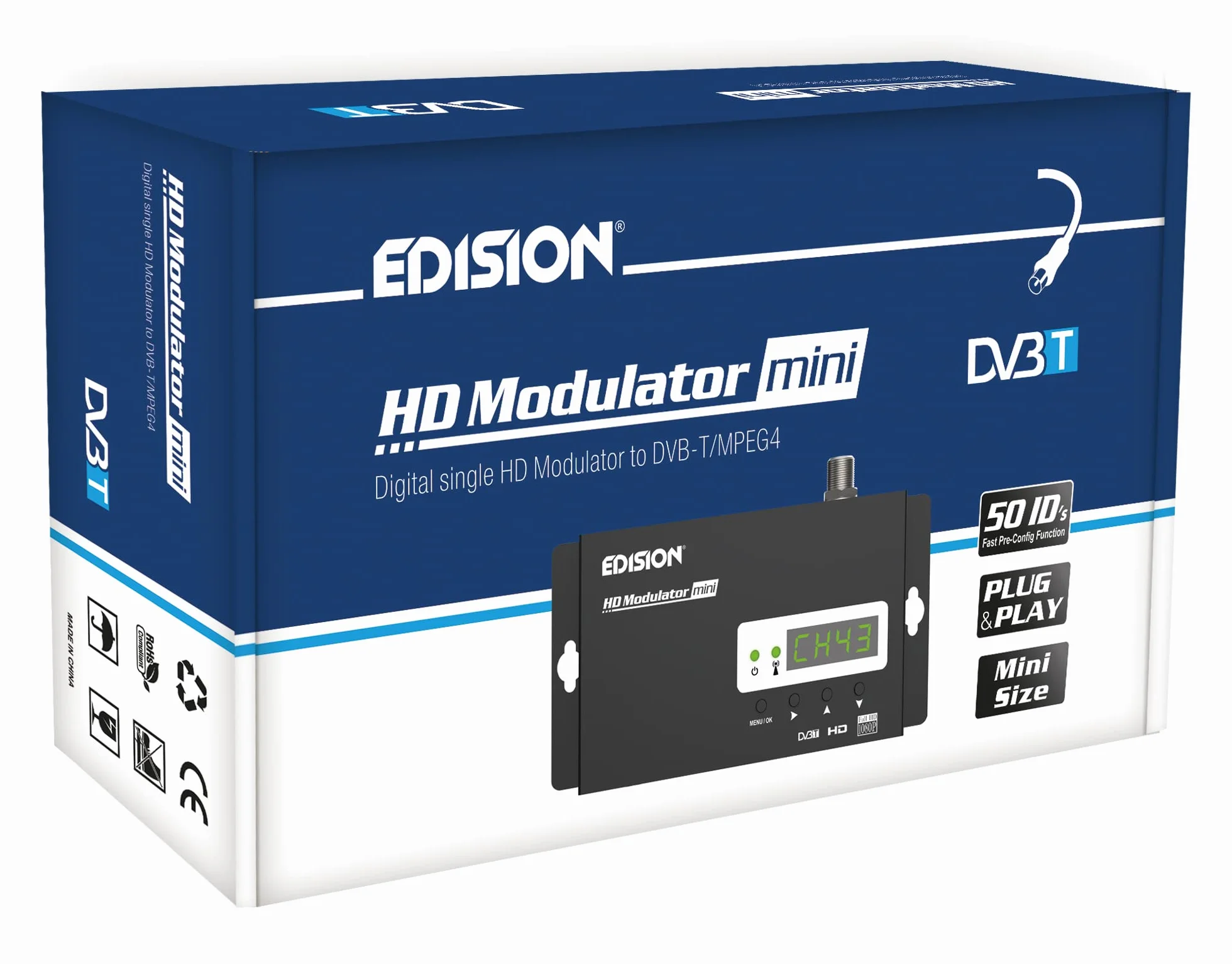 Edision HDMI MODULATOR mini modulatore monocanale RF HDMI DVBT MPEG4 FullHD