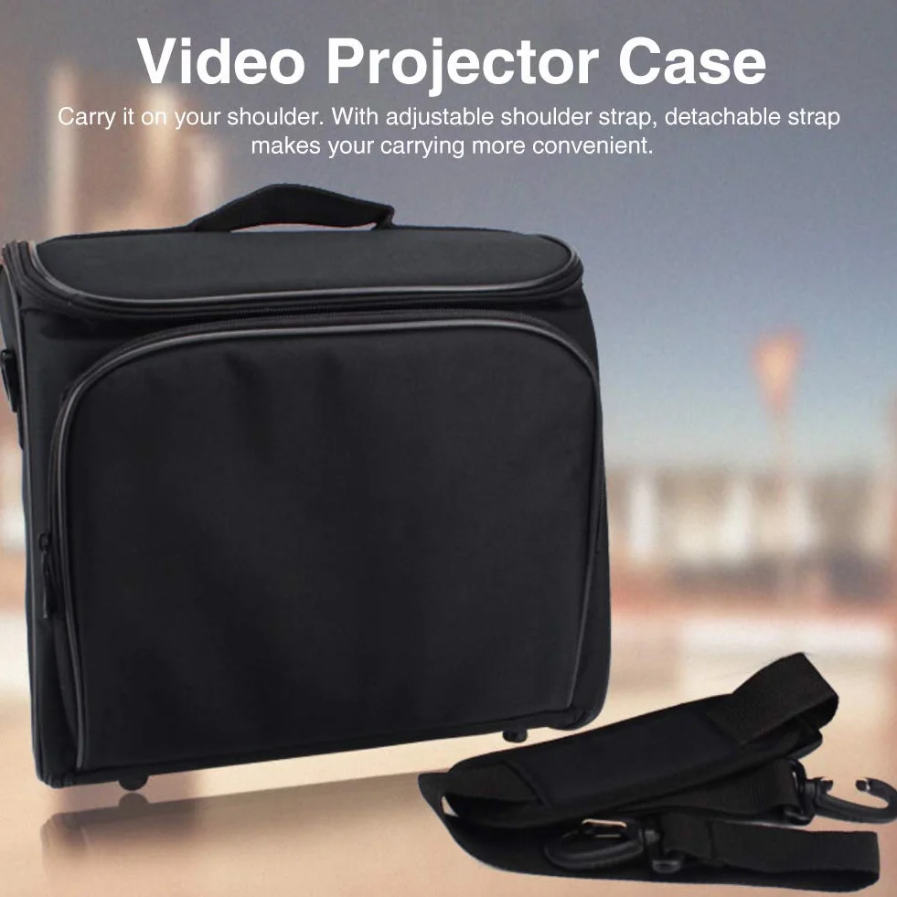 Custodia per videoproiettore, borsa da trasporto per proiettore, chiusura a cerniera, organizer con tracolla, resistente agli urti, borsa da viaggio per proiettore, Come da immagine, M,