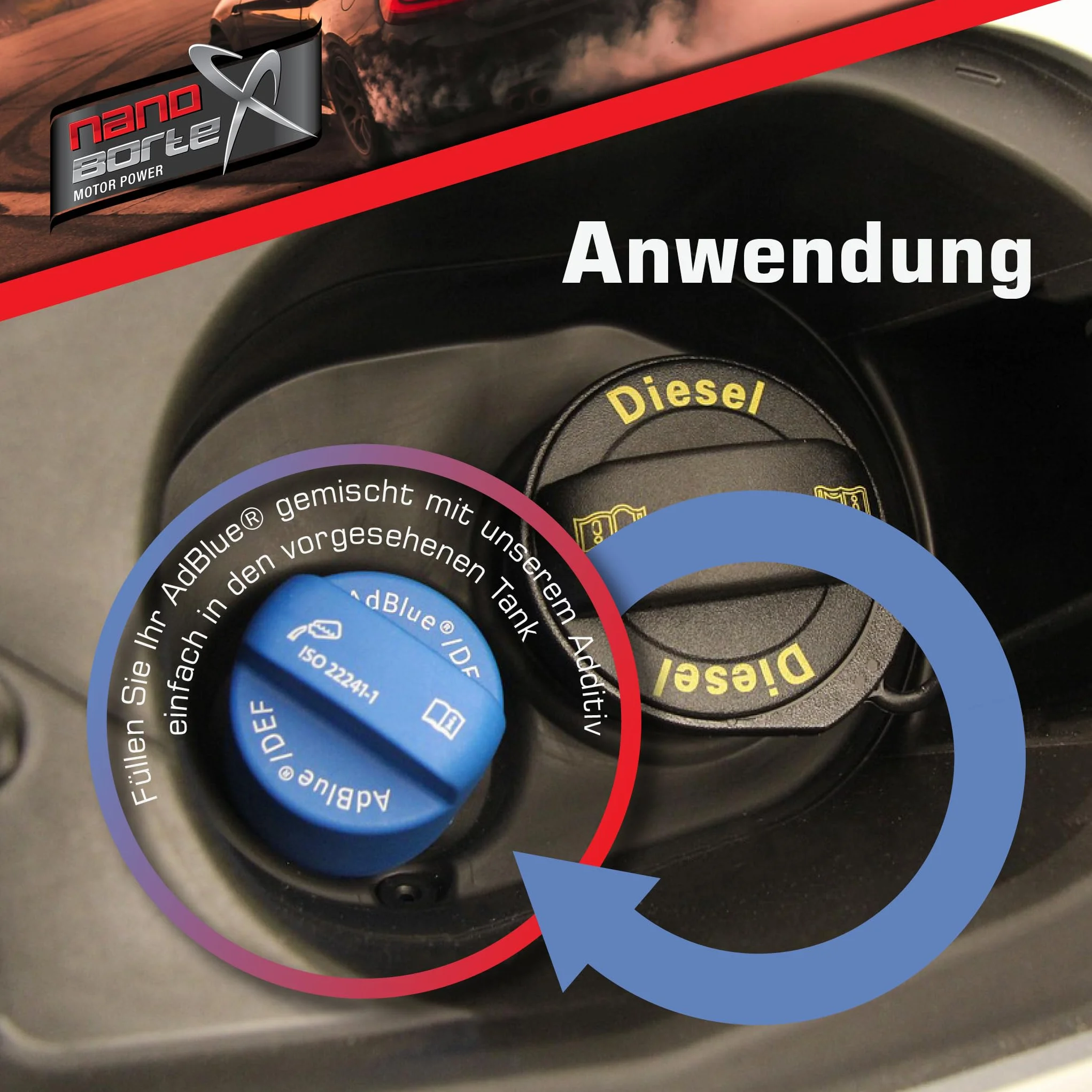 NanoBorTeX Additivo per AdBlue® – SCR Cleaner contro la formazione di cristalli e pulisce il sistema SCR, migliora le prestazioni del catalizzatore e garantisce una pulizia efficace dei gas di scarico