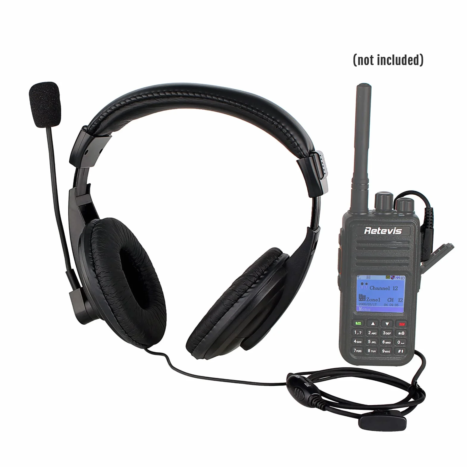 Retevis R114 Walkie Talkie Cuffia Cancellazione del Rumore VOX Overhead Auricolare 2 Pin Compatibile con RT24 RT27 RT15 RT21 Baofeng BF-888S UV-5R Kenwood