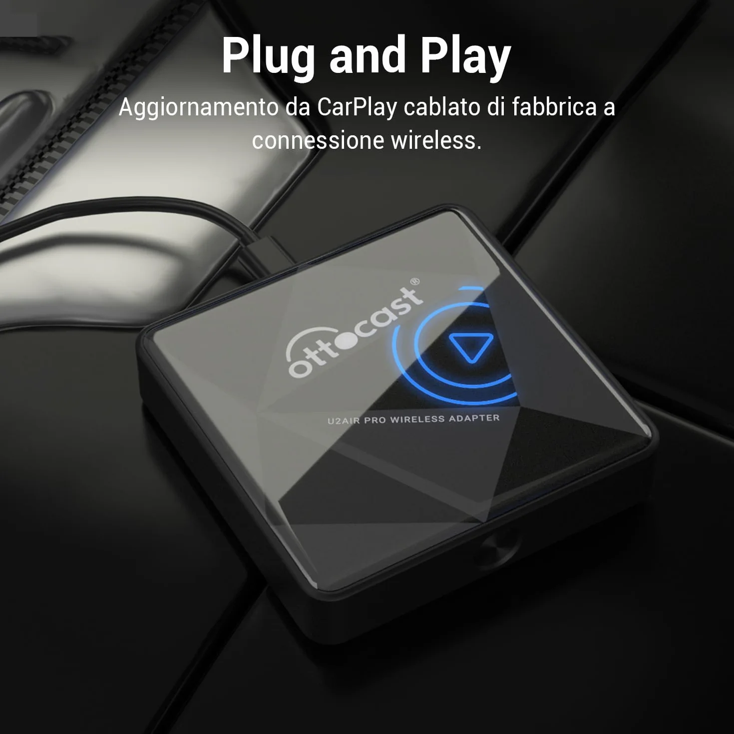 Ottocast Wireless-CarPlay-Adapter-Adattatore U2AIR Pro Wired to Wireless CarPlay Dongle Senza Filo Plug Play per iPhone e Auto con Funzione CarPlay Cablata in Fabbrica(Anno Di Produzione: 2016-2024)