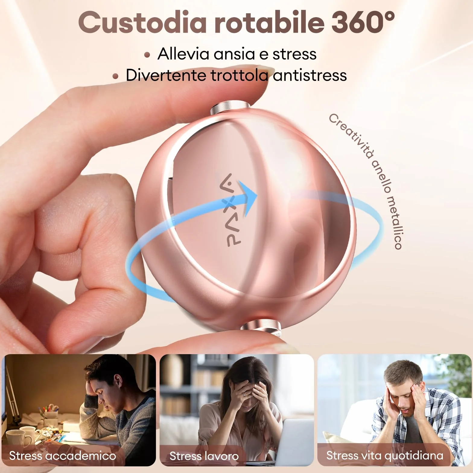 PAXA 2-in-1 Open Ear Cuffie Bluetooth, Clip Open-Ear Cuffie Wireless Sport Bluetooth 6.0 0 Ritardo, 140H Autonomia, Riconoscimento L/R, Riduzione Rumore per Lavoro/Sport/Quotidiano, Ctbuds Rosa Oro