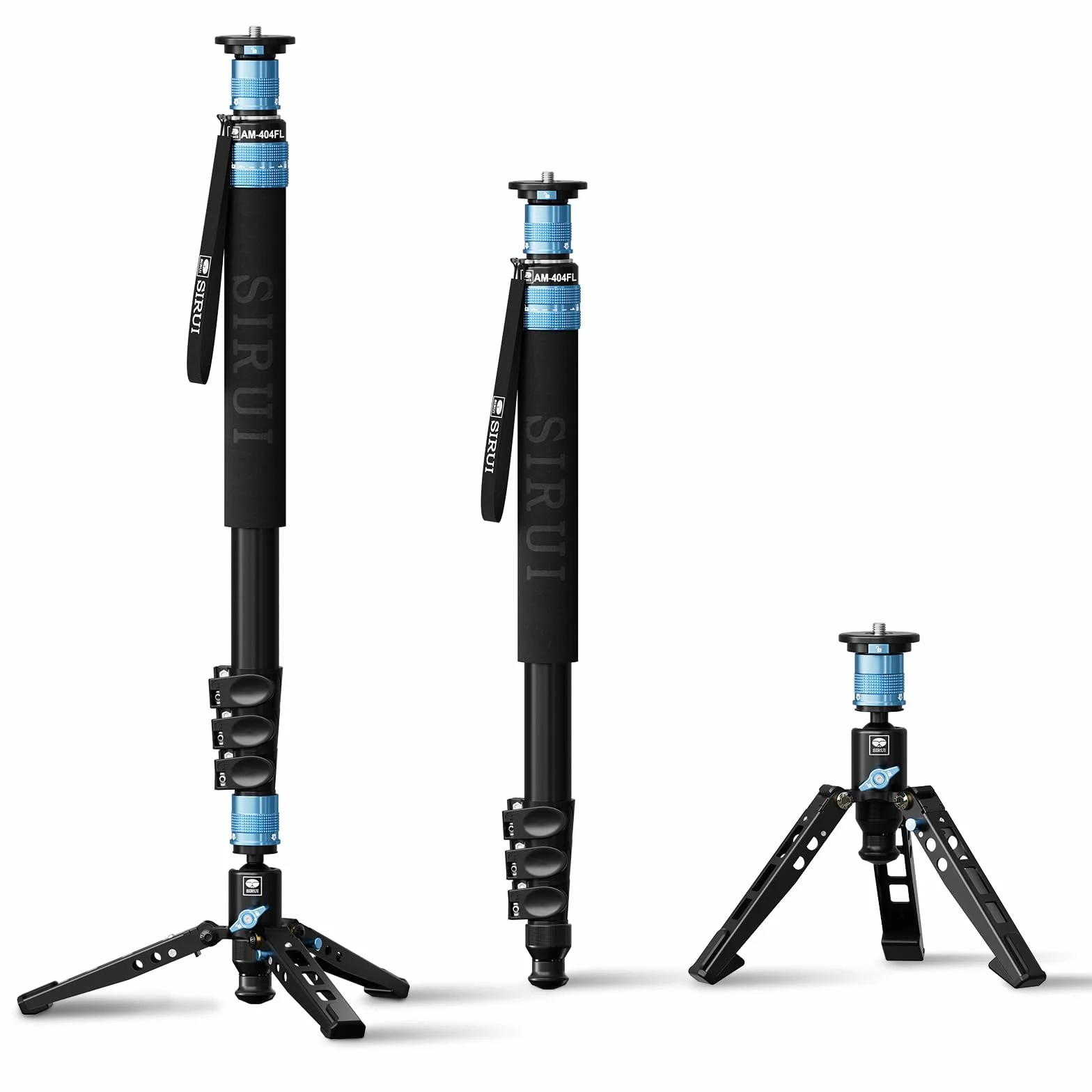 SIRUI AM-404FL Monopiede Video, 190cm Monopiede Fotografico Professionale con Base, Portatile Monopiedes da Viaggio in Alluminio a 4-Sezioni per Fotocamera Reflex, Videocamera, Carico Massimo 12KG