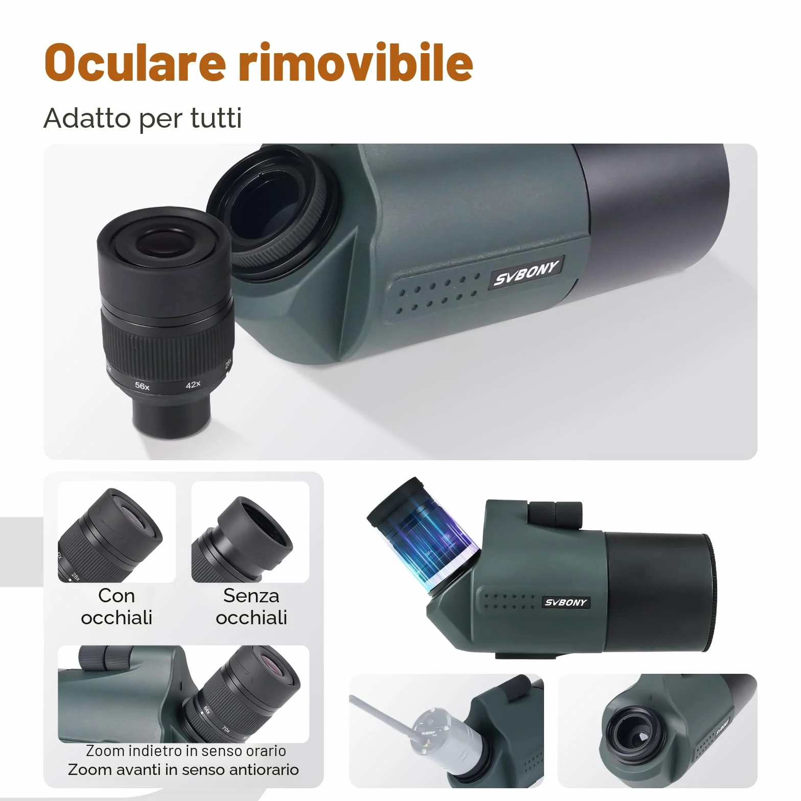 Svbony SV41Pro Mak Cannocchiale con Treppiedi, 28-84X80 FMC Messa a Fuoco a Doppia Velocità, Telescopio Spotting Scope Compatibile Con la Fotocamera WIFI SC001, per Tiro a Segno, Caccia, Birdwatching