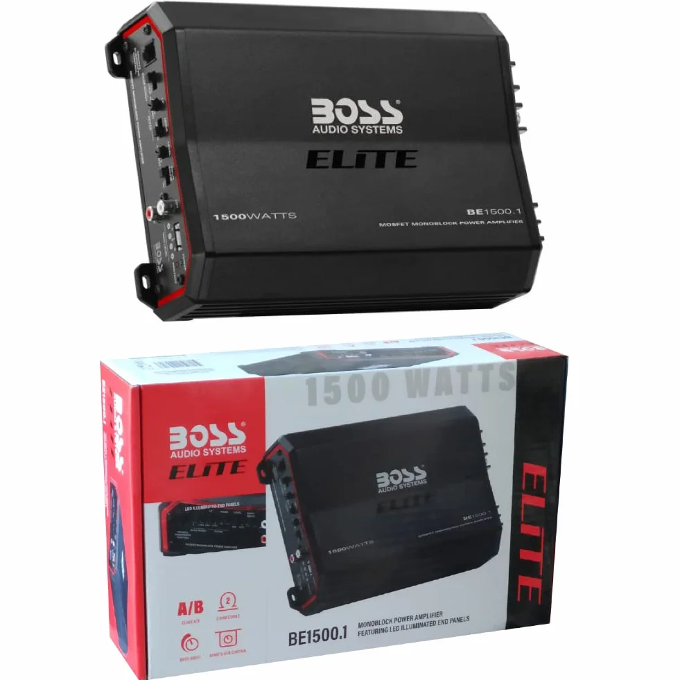 1 amplificatore monofonico compatibile con BOSS AUDIO SYSTEMS ELITE BE1500.1 1 canale da 1500 watt max classe a/b controllo remoto incluso, 1 pezzo