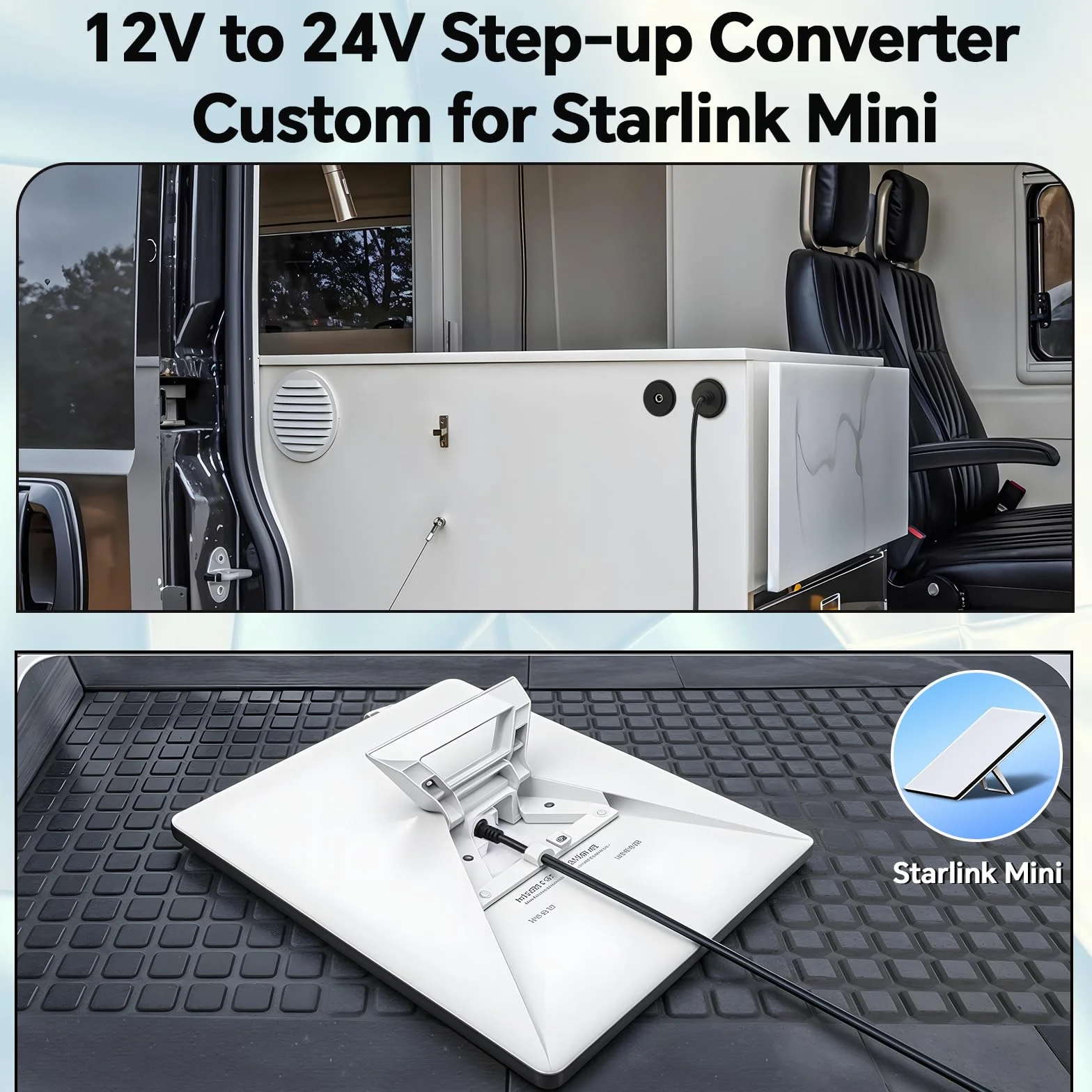 Acegoo Adattatore Power Boost da 12 V per Starlink Mini, convertitore step-up da 12 V a 24 V a mini piatto Power SL, presa di alimentazione in alluminio da 24 V CC per camper, barche, rimorchi, auto