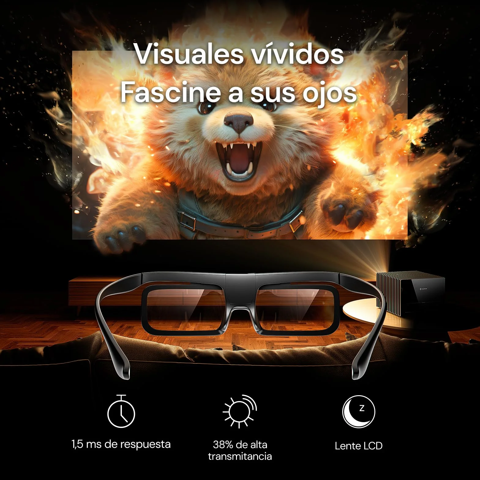 Occhiali DLP Link 3D, occhiali ricaricabili con otturatore attivo compatibili con VisionMaster Max/ Pro2/ Pro, StreamMater Puls2/ Puls e altri proiettori DLP-Link 3D (confezione da 2)