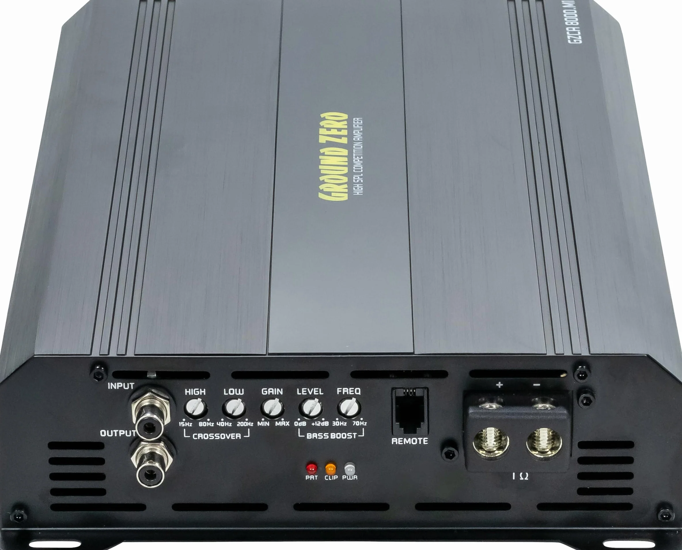 Ground Zero GZCA 8000.M1 - Amplificatore MS-PL-Class D, 1 canale, 8100 W RMS, 1 Ω stabile, crossover attivo, basso boost incluso