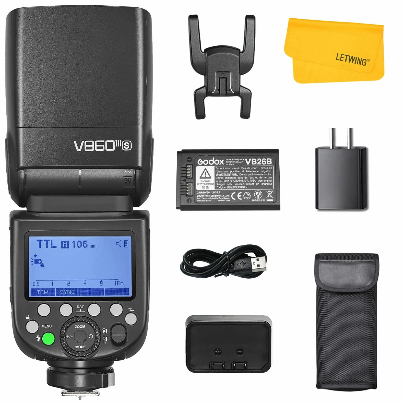 Godox V860III-S TTL Flash per Fotocamera, 76Ws 2.4G Wireless HSS 1/8000s, 480 Flash a Piena Potenza, 1,5s Tempo di Ricarica, Batteria agli ioni di litio Speedlight compatibile con Sony