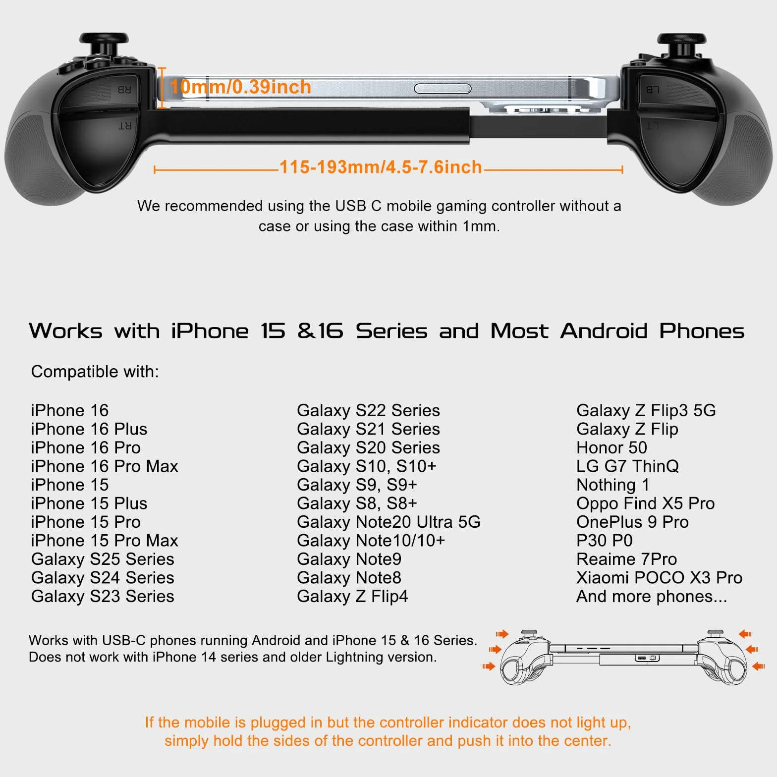 Joso Controller per iPhone 15/16 e Android (USB-C), controller di gioco remoto per console PS5/PS4/Xbox, Joysticks Effetto Hall, 2 pulsanti mappabili, jack audio da 3,5 mm