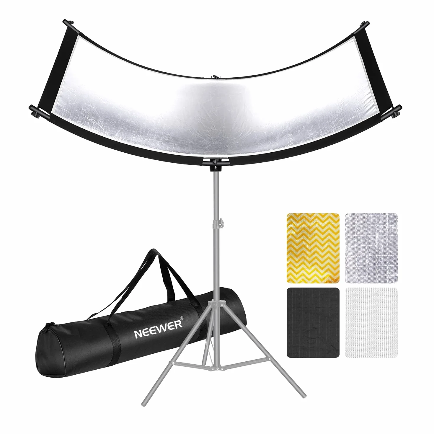 Neewer Riflettore Diffusore di Luce U-Type per Studio e Fotografia Situazione con Custodia di Trasporto, Riflettore Curvo Arclight 167x61cm in Nero/Bianco/Oro/Argento(Supporto di luce non incluso)