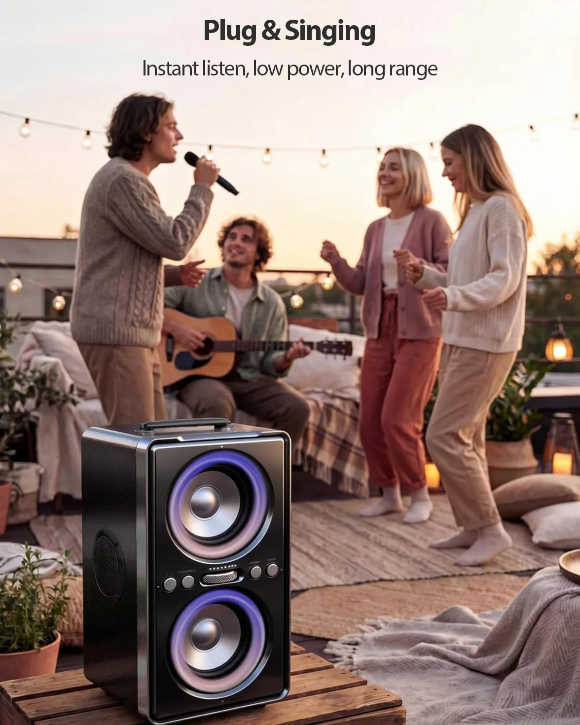 Cassa Bluetooth Portatile, 240W (Peak) Altoparlante Bluetooth Suono Potente e Nitido, Bassi Profondi, 20H, TWS Stereo Speaker, per Party, Campeggio, Spiaggia, Home e Outside (Black)