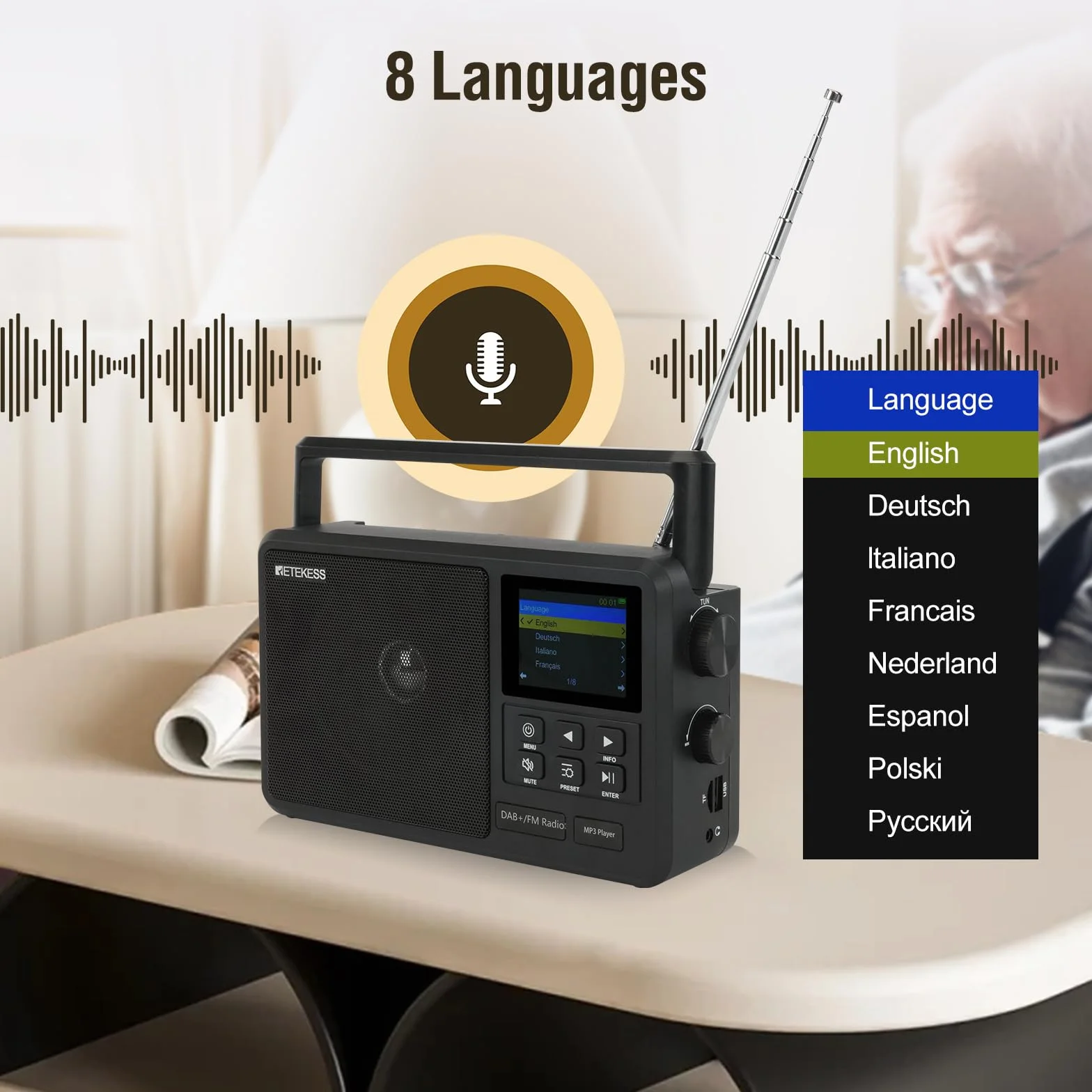 Retekess TR640 Radio Internet Portatile Digitale DAB FM con Antenna Esterna e Telecomando