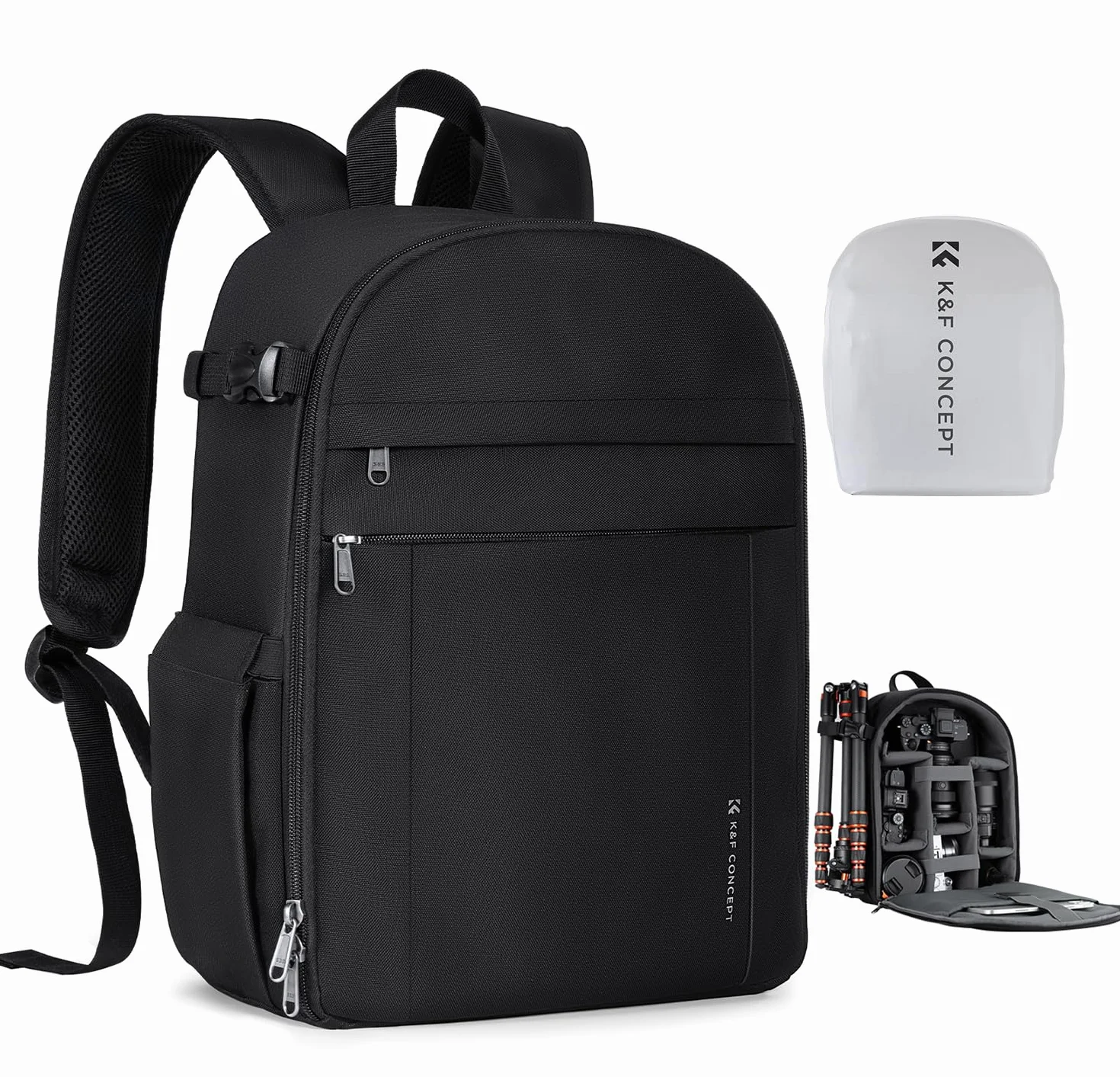 K&F CONCEPT Zaino per Fotocamera Compatto, Zaino Fotografico con Parapioggia, scomparto per laptop per obiettivi reflex treppiedi