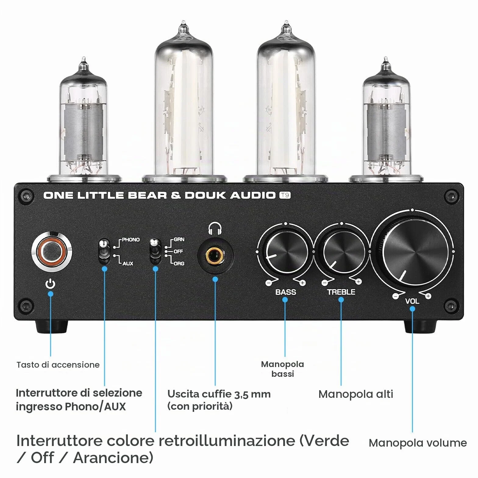 HiFi 6E2 Preamplificatore a valvole Phono Preamp per giradischi MM/MC Amplificatore per cuffie