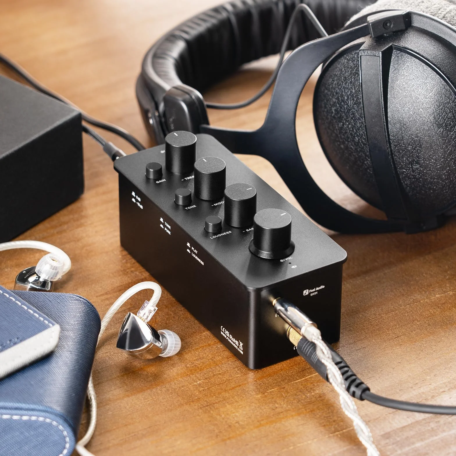 Fosi Audio SK01 Amplificatore Cuffie, Equalizzatore Audio, Classe A Amplificatore per Cuffie Portatile, Controllo dei Toni Medio Bassi e Alti, Compensazione del Volume, per Jack da 3,5mm&6,35mm
