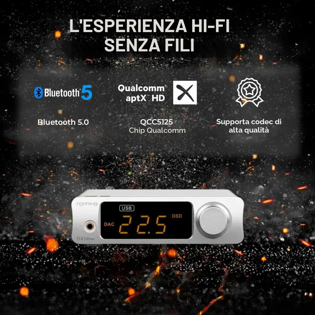 Topping DX3 Pro+ Amplificatore per cuffie Bluetooth Nero