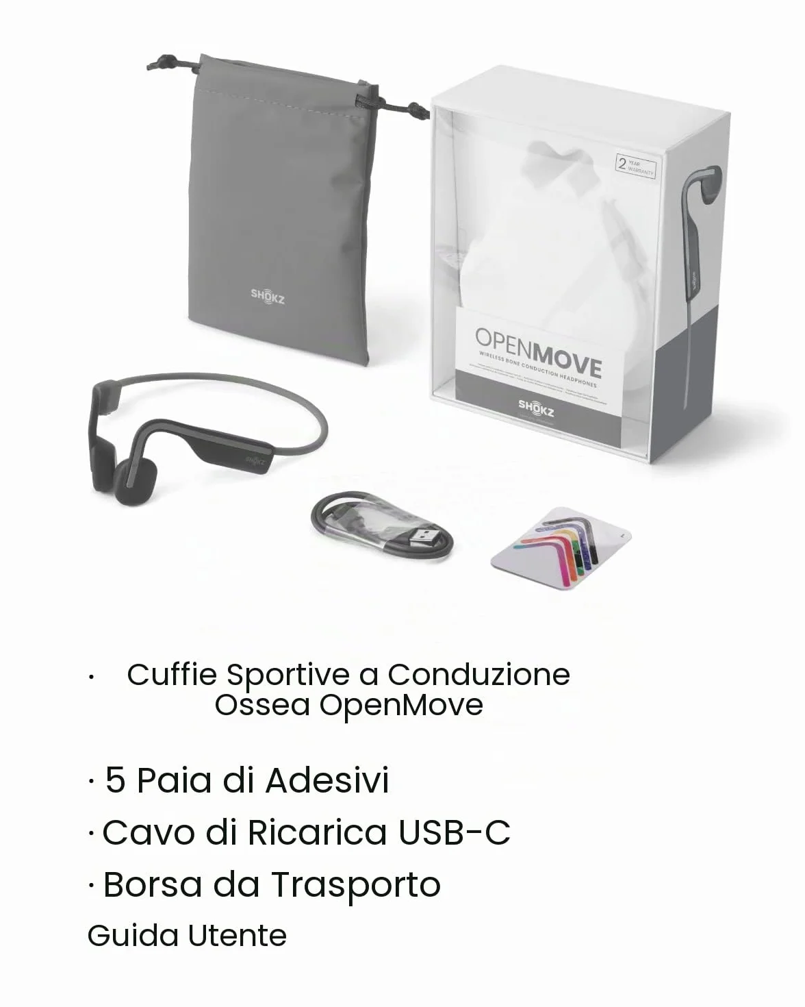 SHOKZ OpenMove cuffie a conduzione ossea Bluetooth 5.1, audio open-ear chiaro, fino a 6 ore autonomia, leggere 29g, IP55 resistenti a acqua e sudore, ideali per corsa, sport e uso quotidiano, Grigio