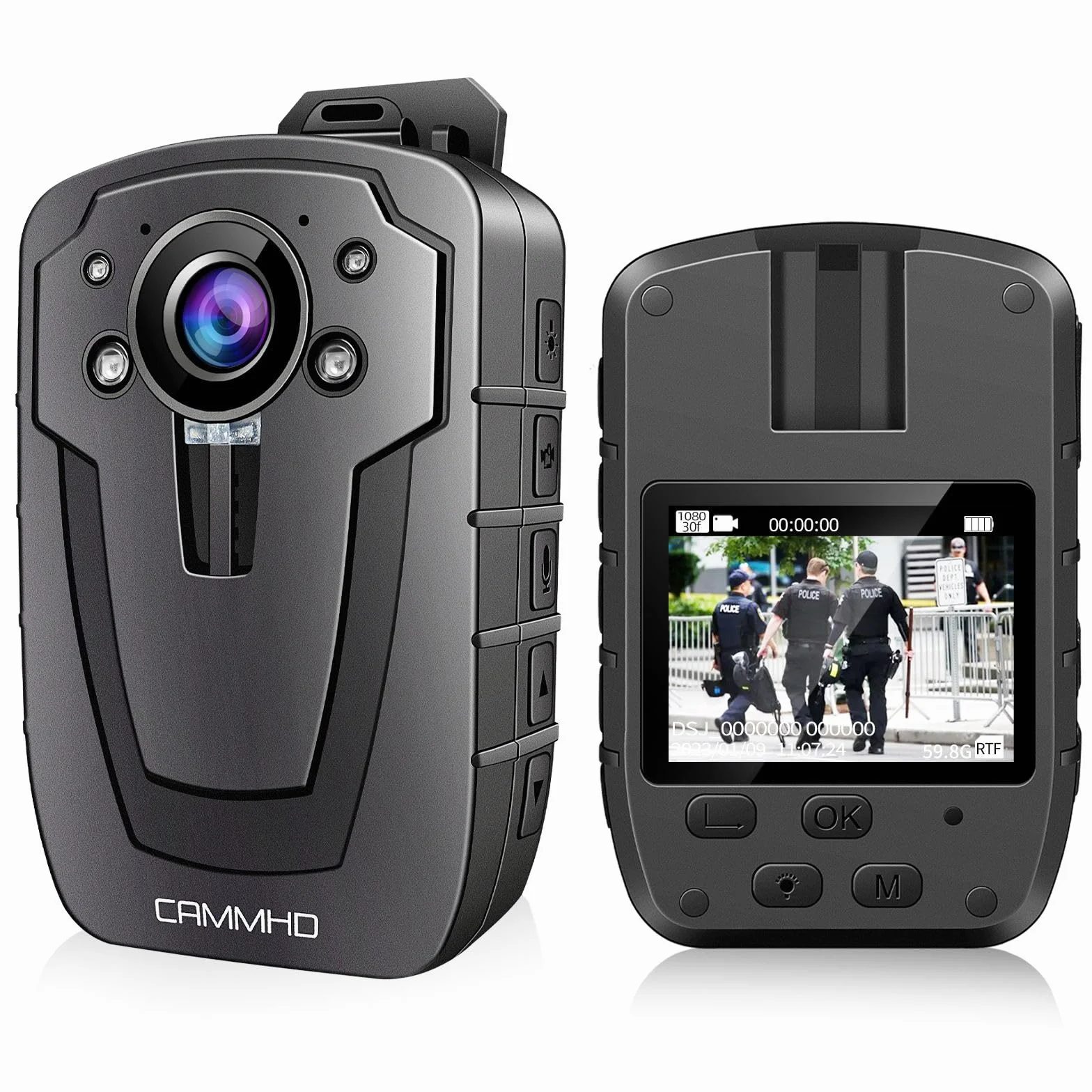 CAMMHD C8-32G 1296P Bodycam 4000mAh16H Body Cam con Registrazione Audio e Video Visione Notturna Bodycam della Polizia di Sicurezza Indossabile Ferrovia Ingegneria Sicurezza Uso Personale