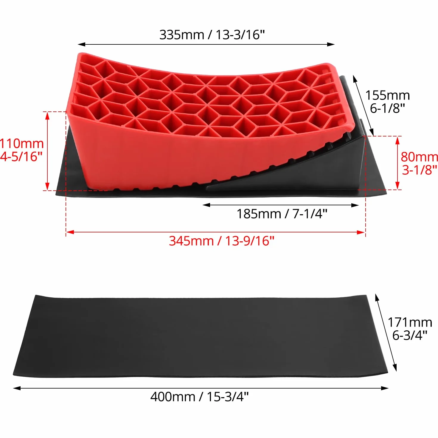 QWORK® 2 Pezzi Cunei di Roulotte, Cuneo di Guida Livellamento Fino 11cm, Cunei per Ruote con Borsa Portaoggetti, per Camper, Roulotte, Rimorchi