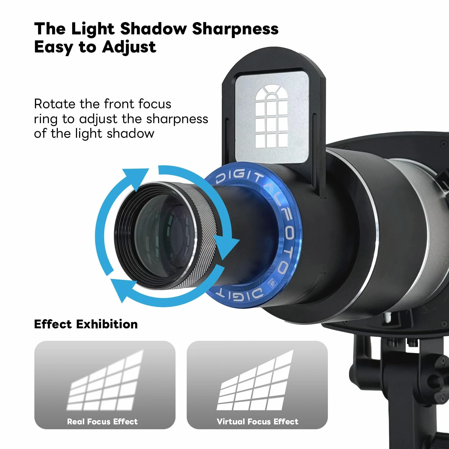 DIFESURO Proiettore ottico Snoot Bowens Mount Gobo, 39 Gobos, attacco di proiezione per faretto fotografico, compatibile con Aputure Amaran 100X/D 200D/X, 150C, Godox SL60 per ritratto, focalizzabile