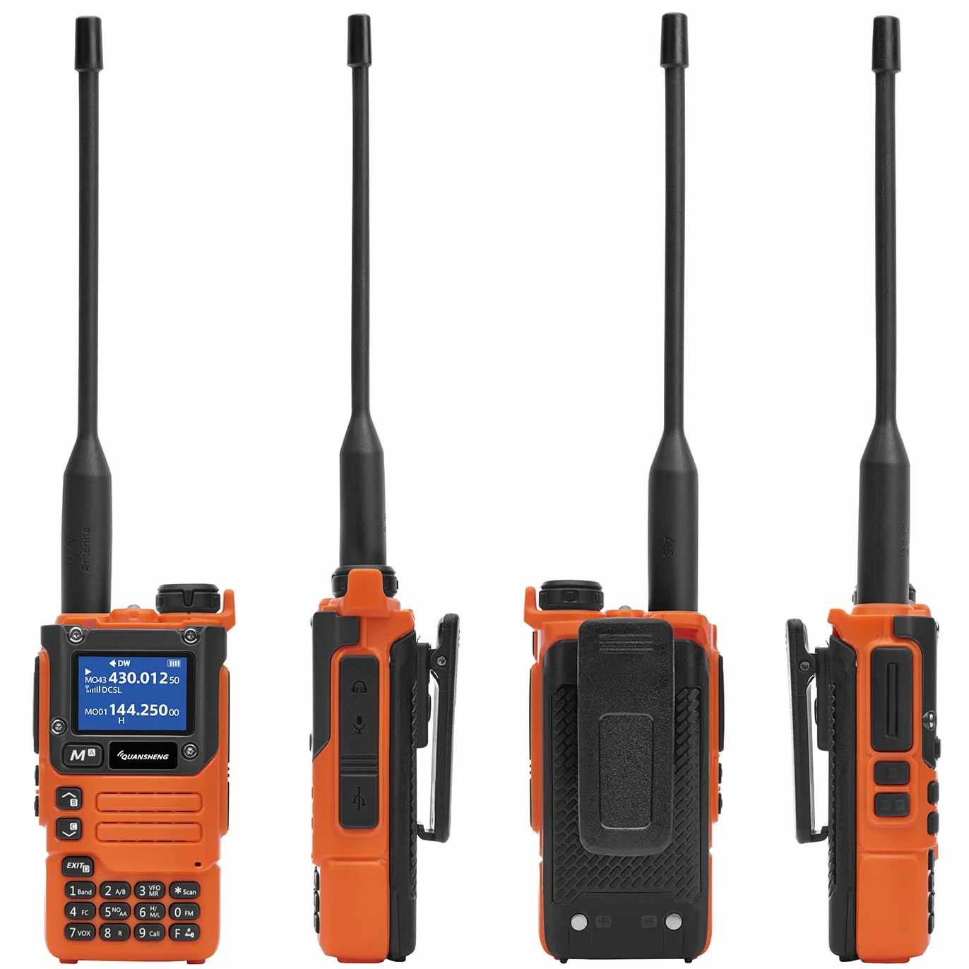 Quansheng UV-K5 VHF UHF Walkie Talkie Portatile FM NOAA Radio Bidirezionale Arancione con Auricolare